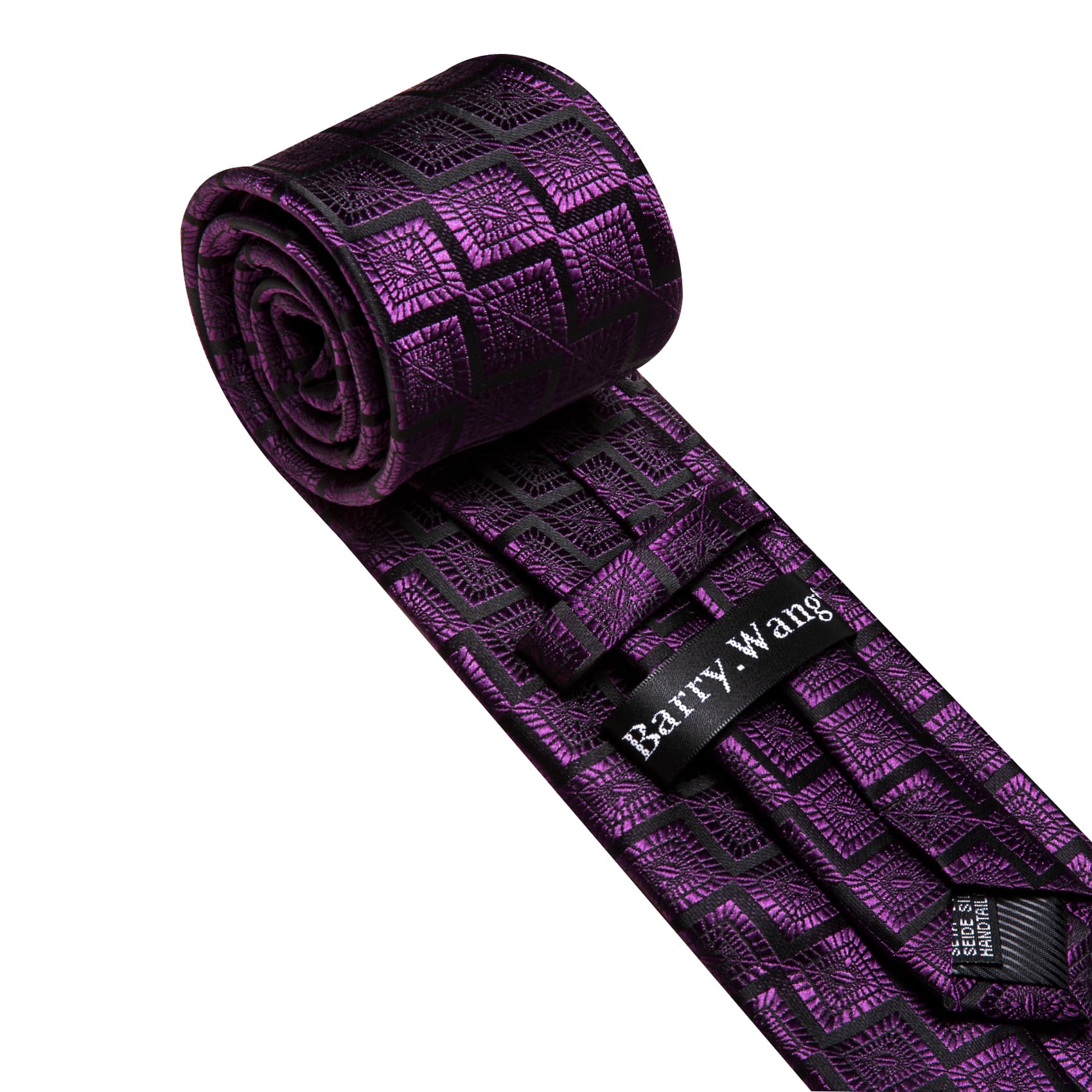 Purple Tie Jacquard Geometric Pattern Men's Necktie Set