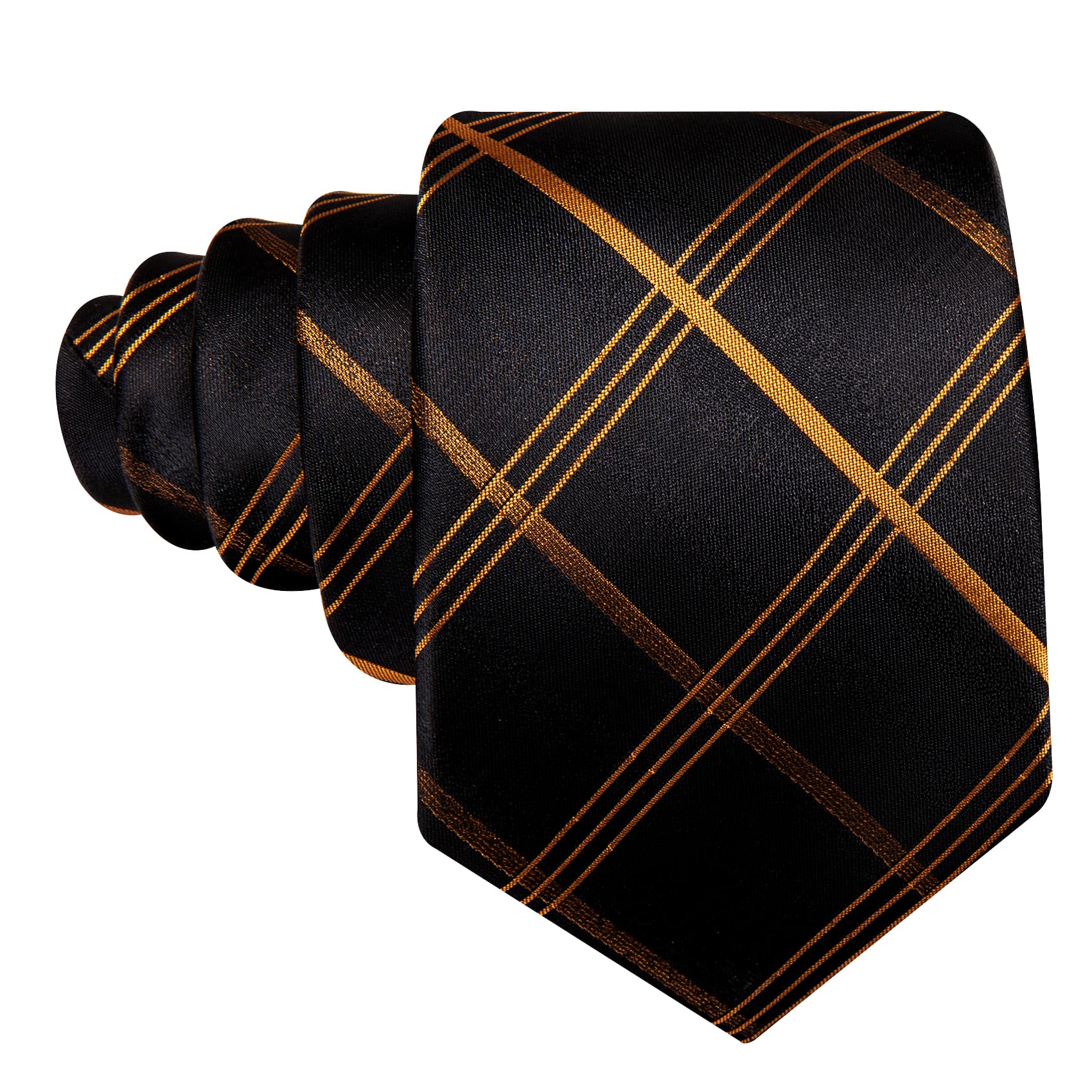  Black Tie Peru Brown Pinstripes Jacquard Striped Necktie Set
