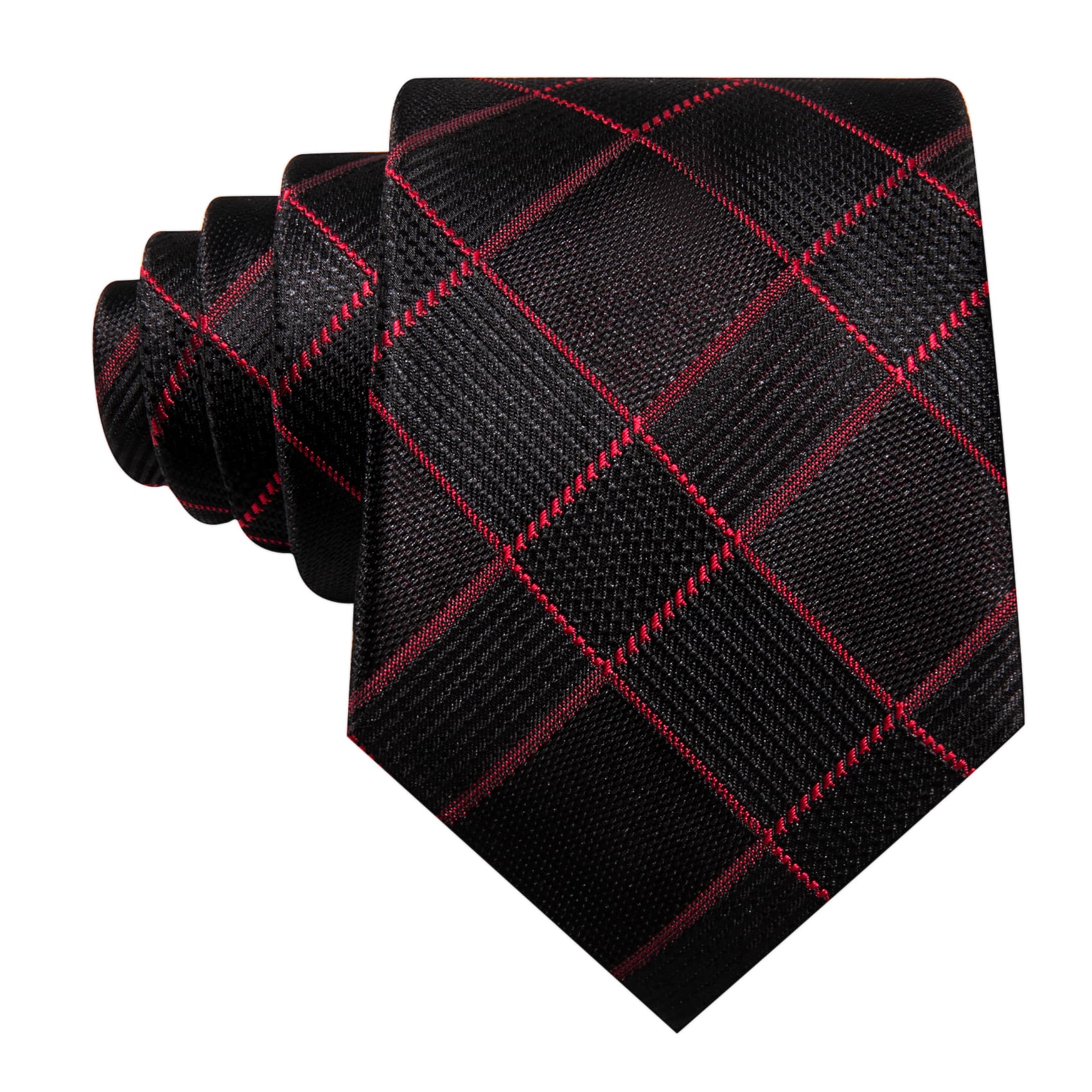  Black Plaid Tie with Red Stripes Men's Business Set