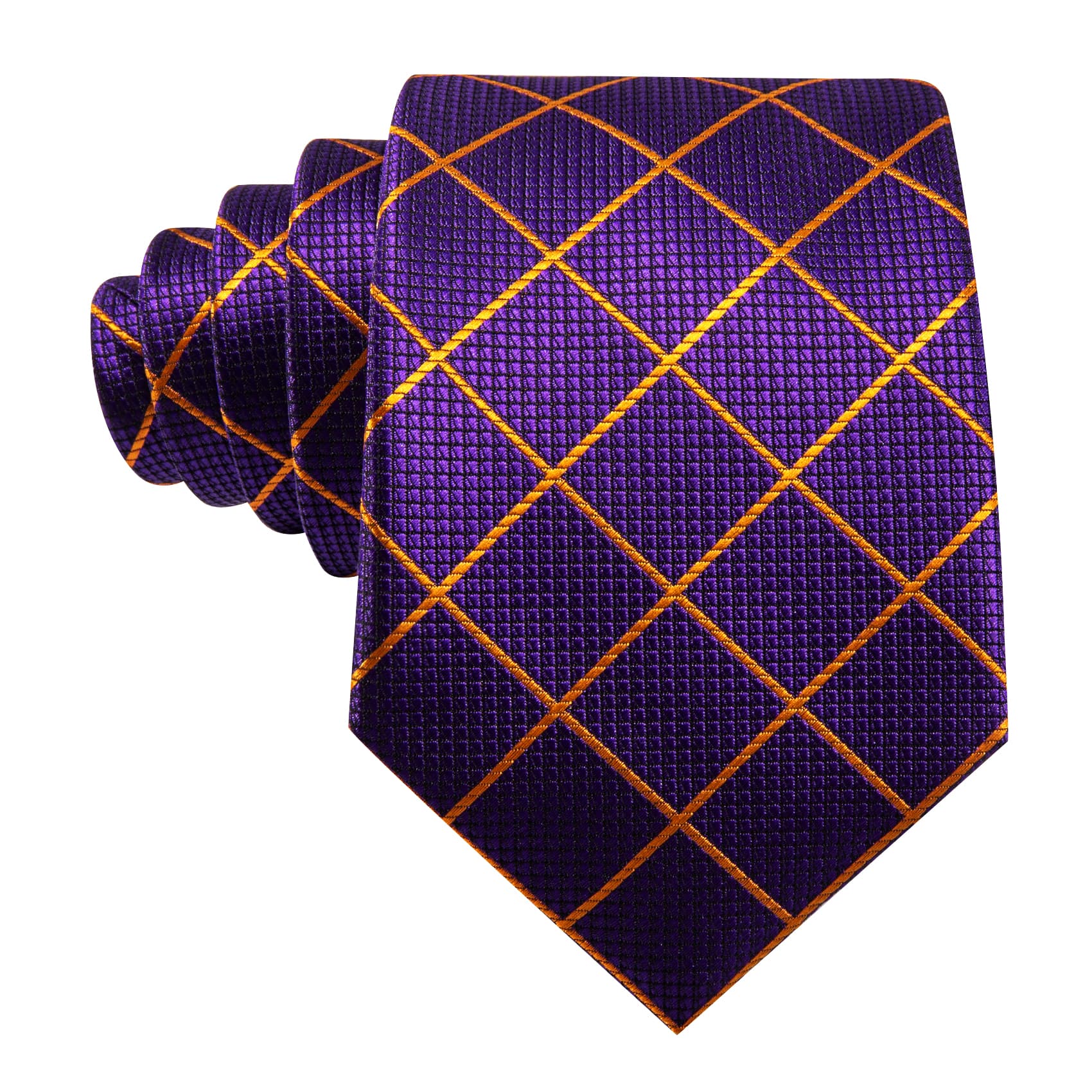  Purple Plaid Tie with Yellow Stripes Men's Business Set