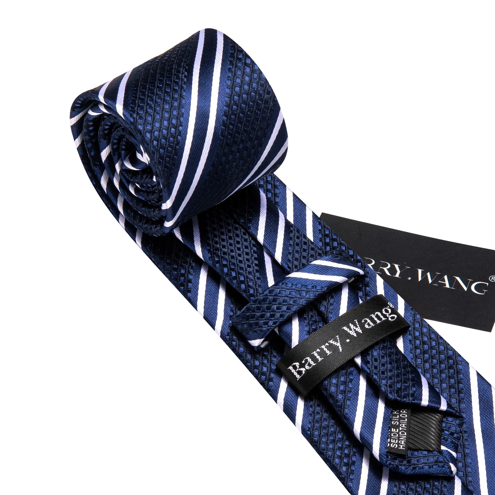  Blue Striped Tie with White Stripes Men's Business Set