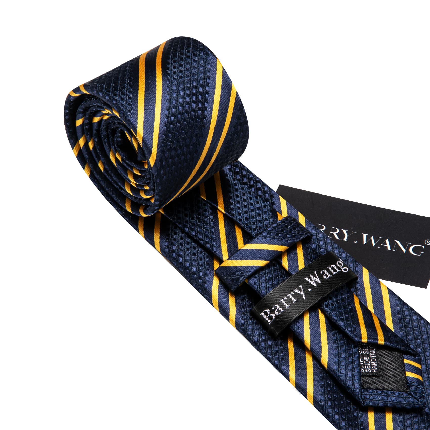  Blue Striped Tie with Yellow Stripes Men's Business Set