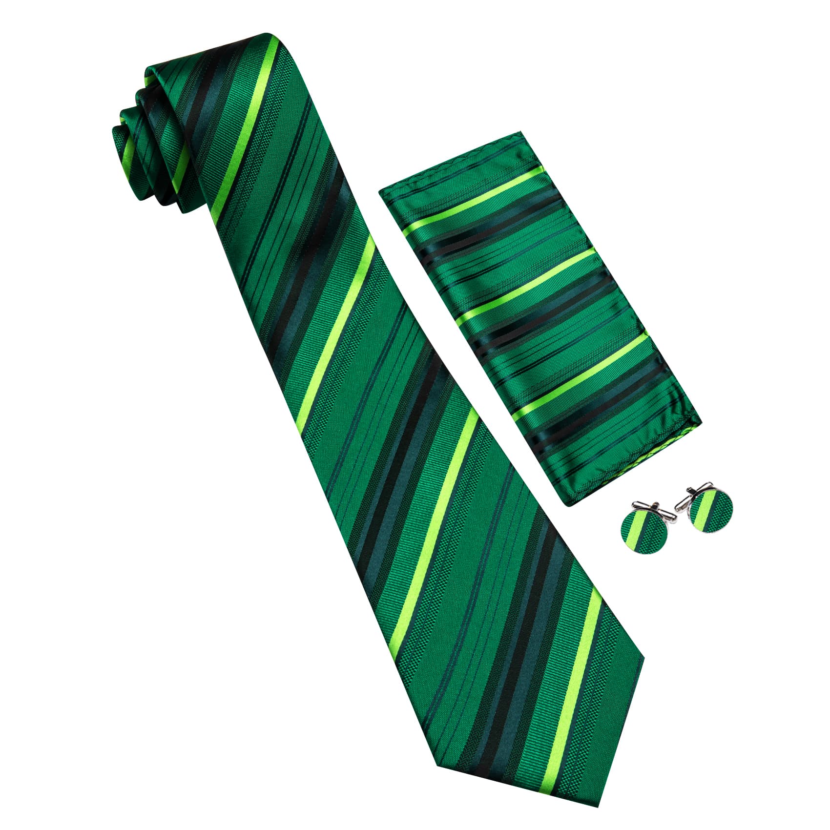 black suit green tie