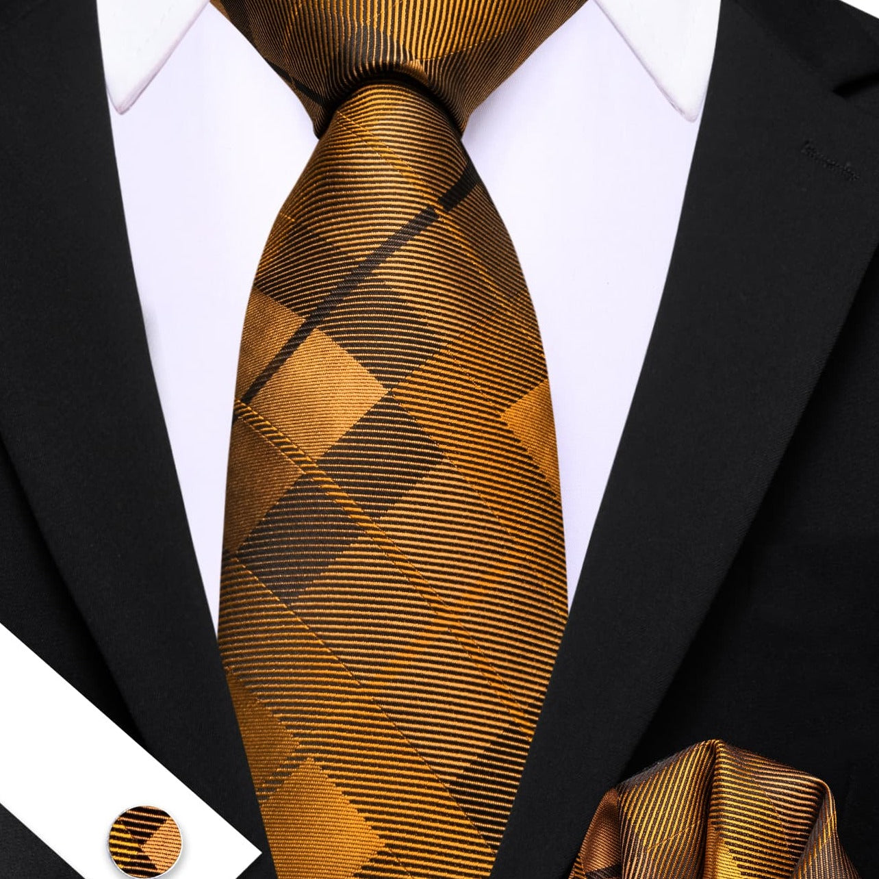 black suit brown tie