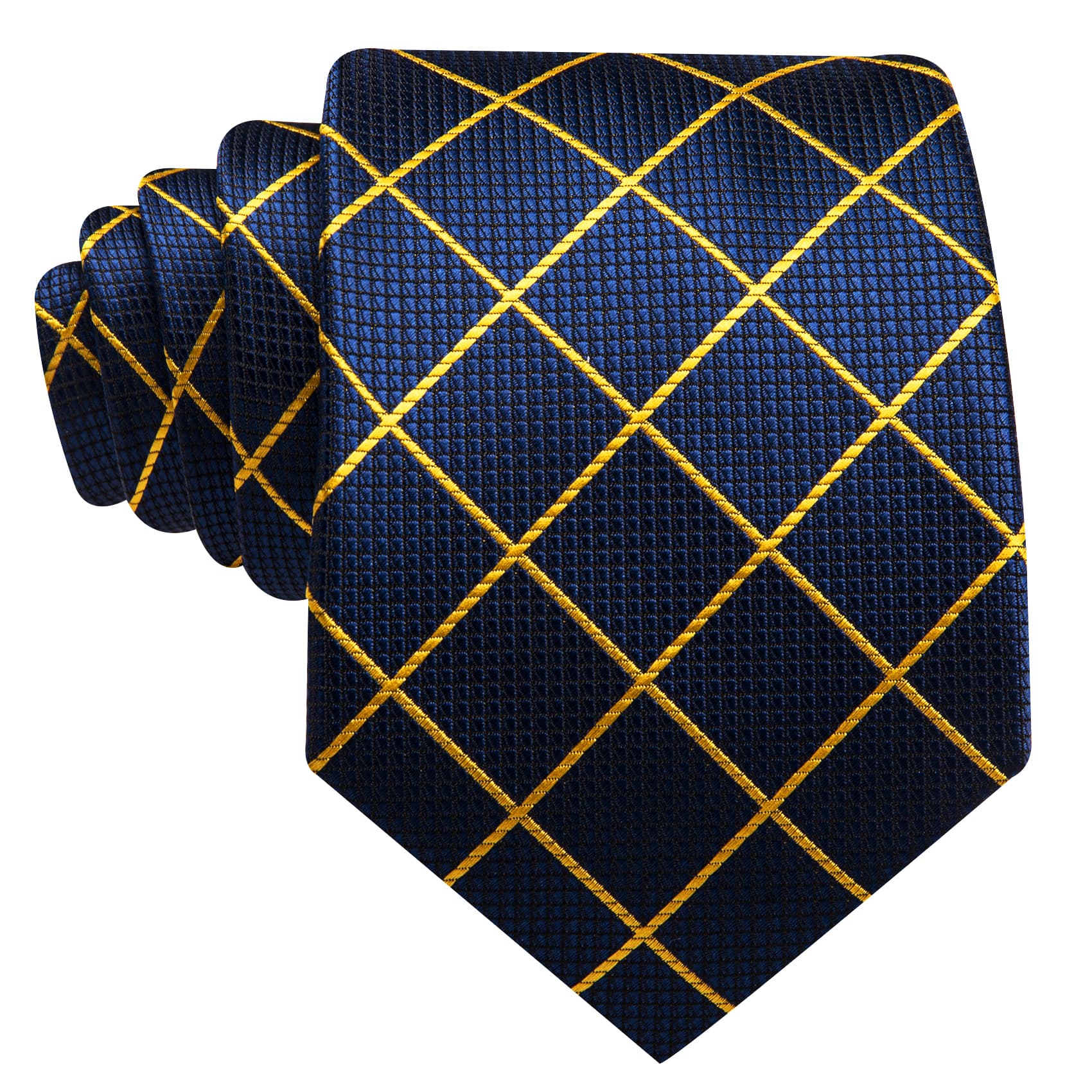  Tie Royal Blue Yelow Lines Necktie Hanky Cufflinks Set