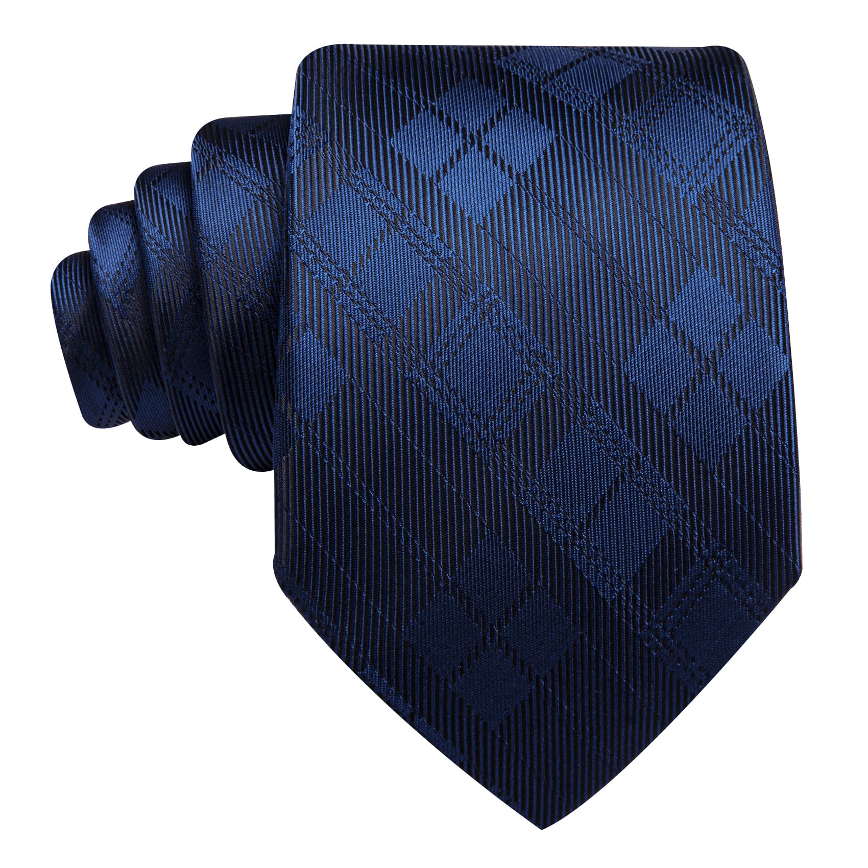 Tie Black Blue Checkered Necktie Hanky Cufflinks Set