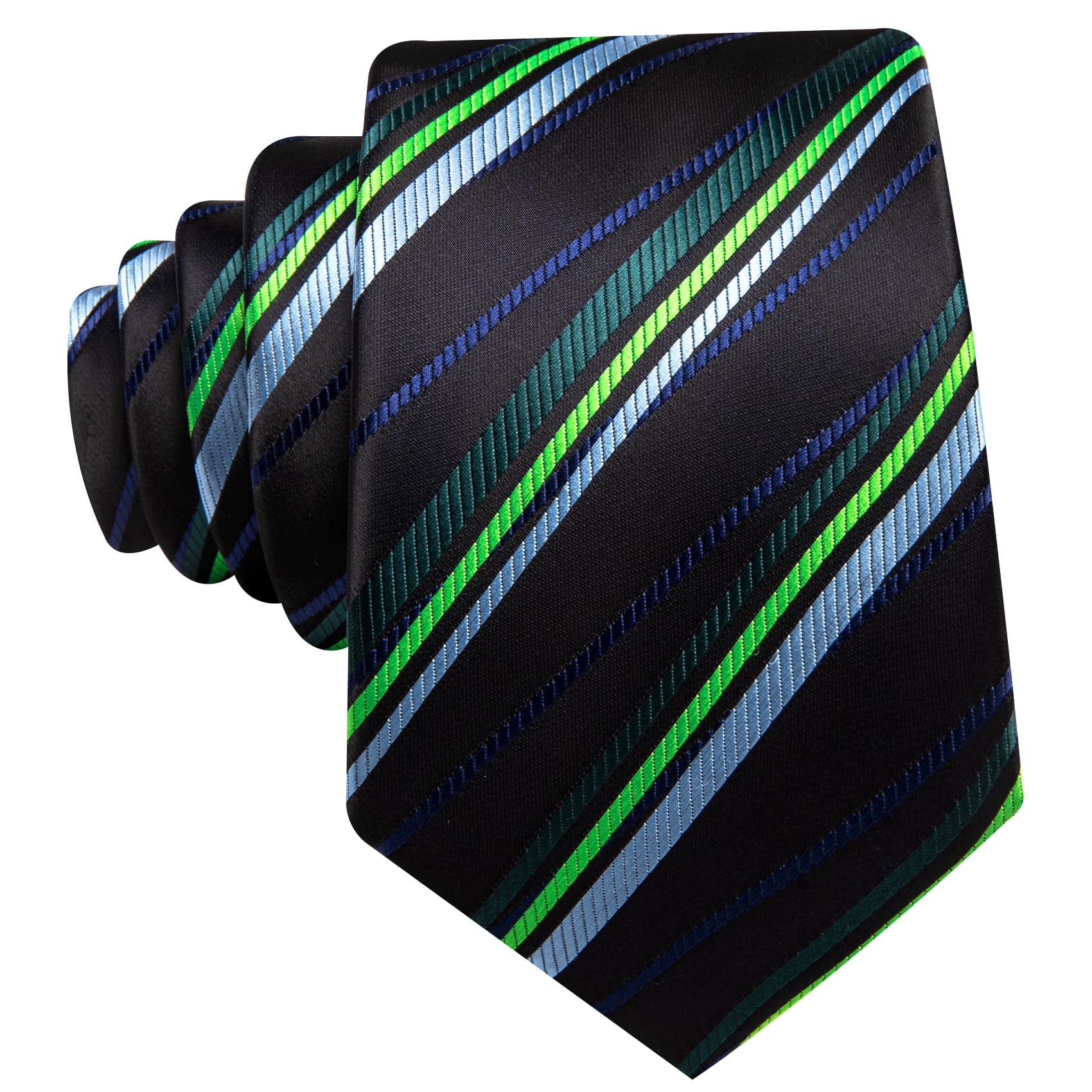Tie Black Green Blue Checkered Necktie Hanky Cufflinks Set