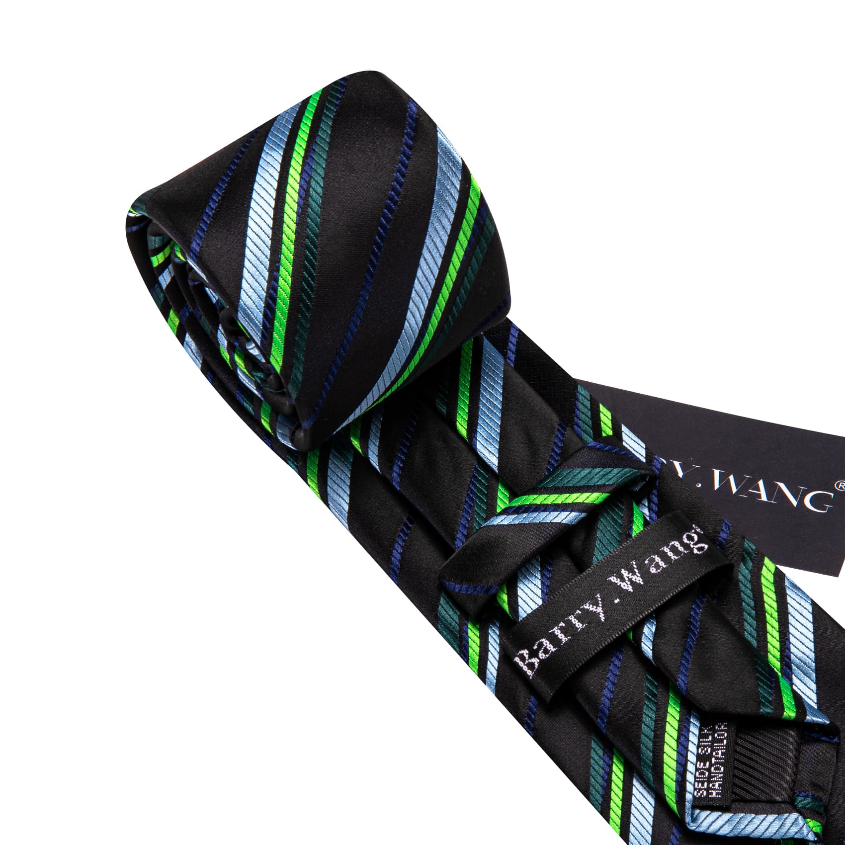 Tie Black Green Blue Checkered Necktie Hanky Cufflinks Set