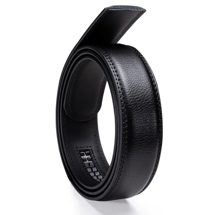 Barry. Wang Men's Leather Ratchet Adjustable Belt 13/8" Cowboy Style Gold Metal Buckle Dress Casual