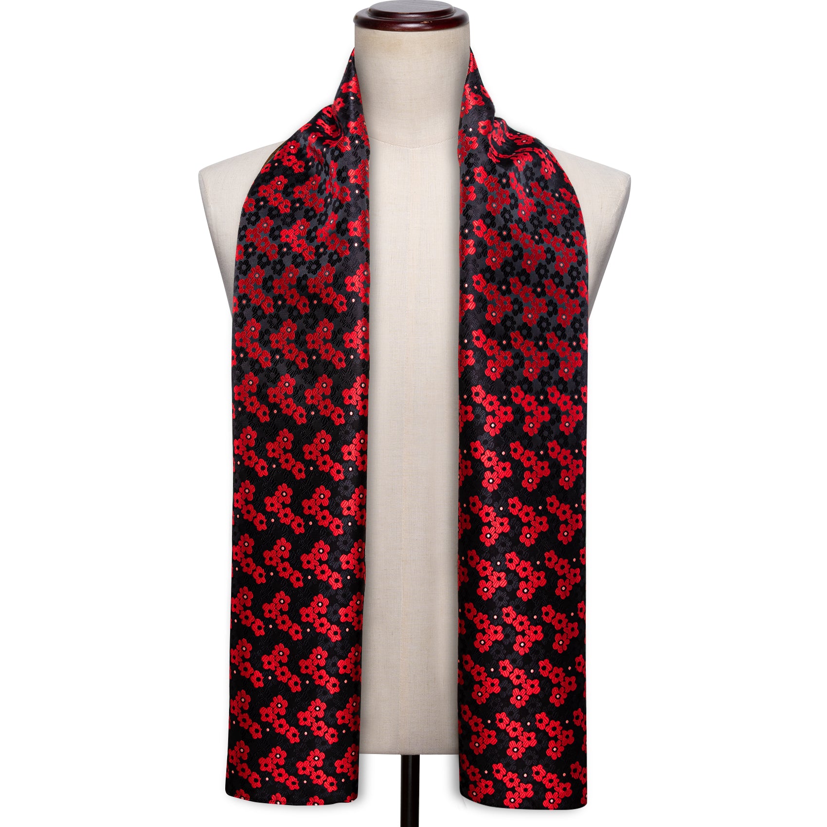 Red Black Small Flower Scarf