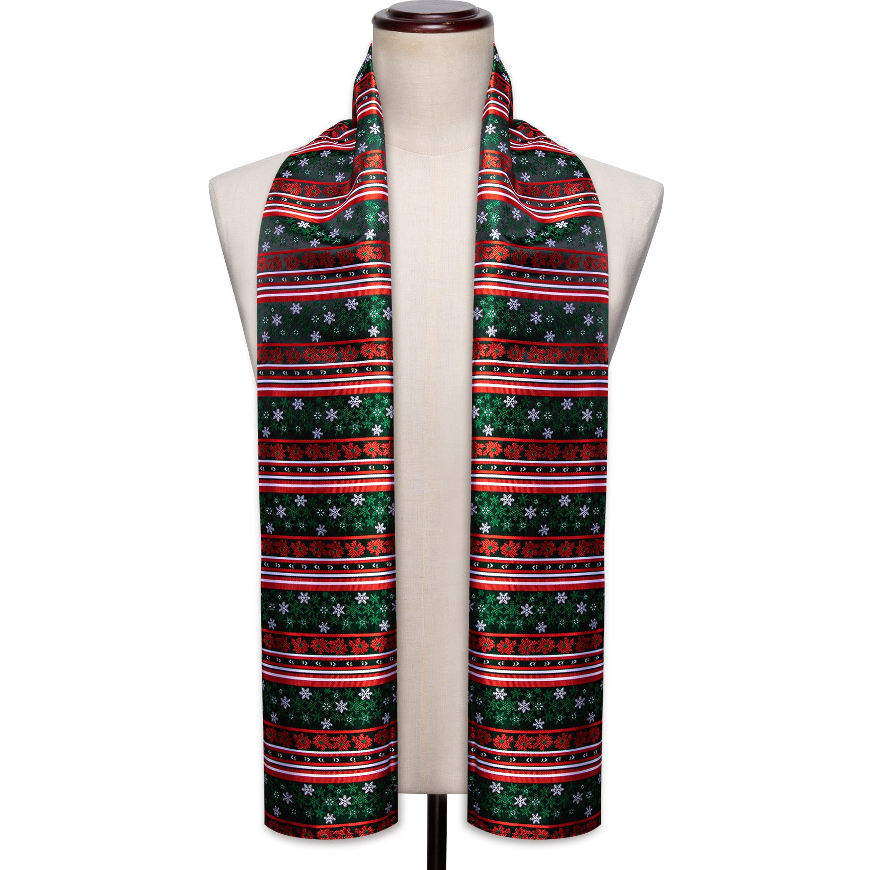 Christmas Green Red Snowflake Pattern Scarf