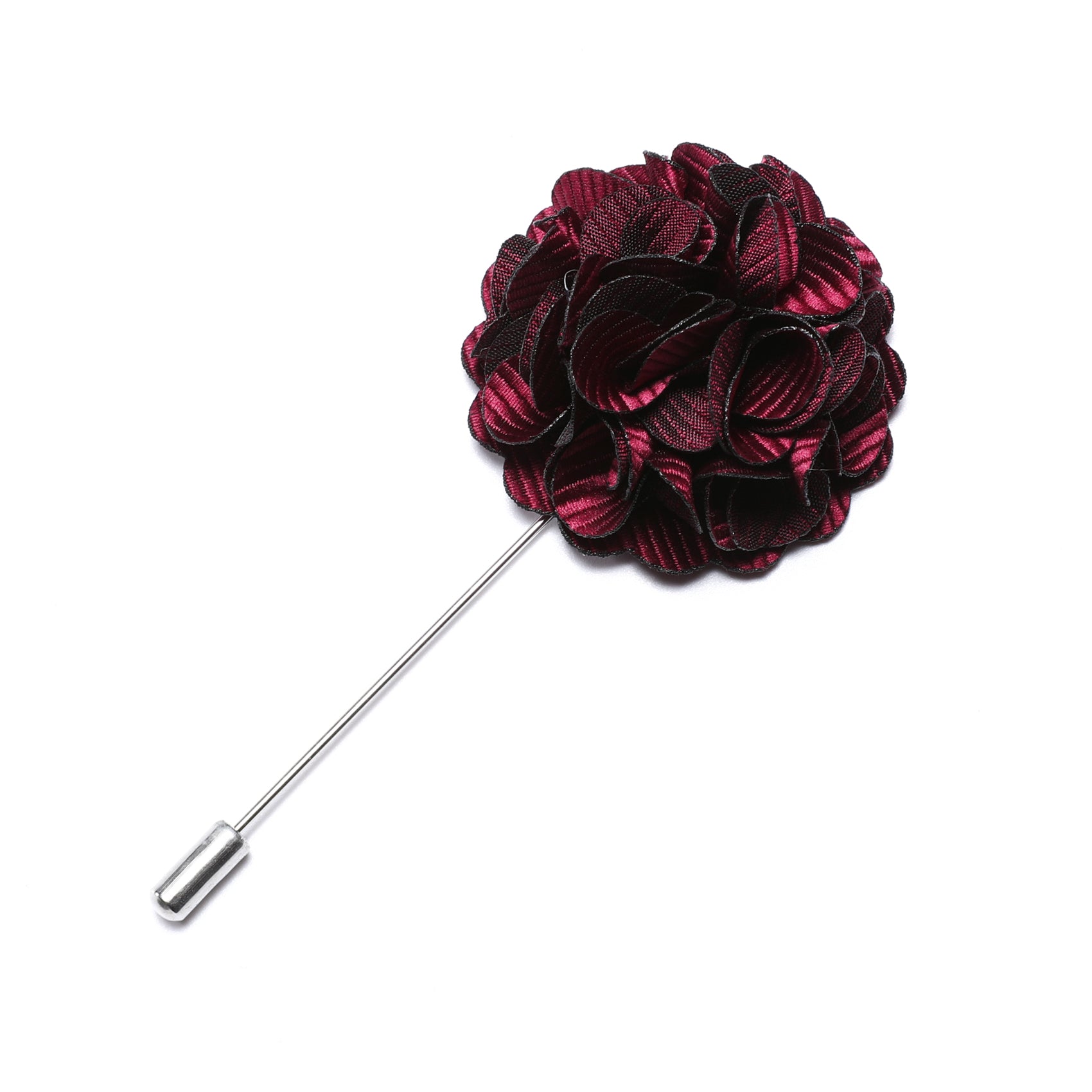 Barry.wang Men's Tie Accessories Luxury Dark Red Flower Lapel Pin