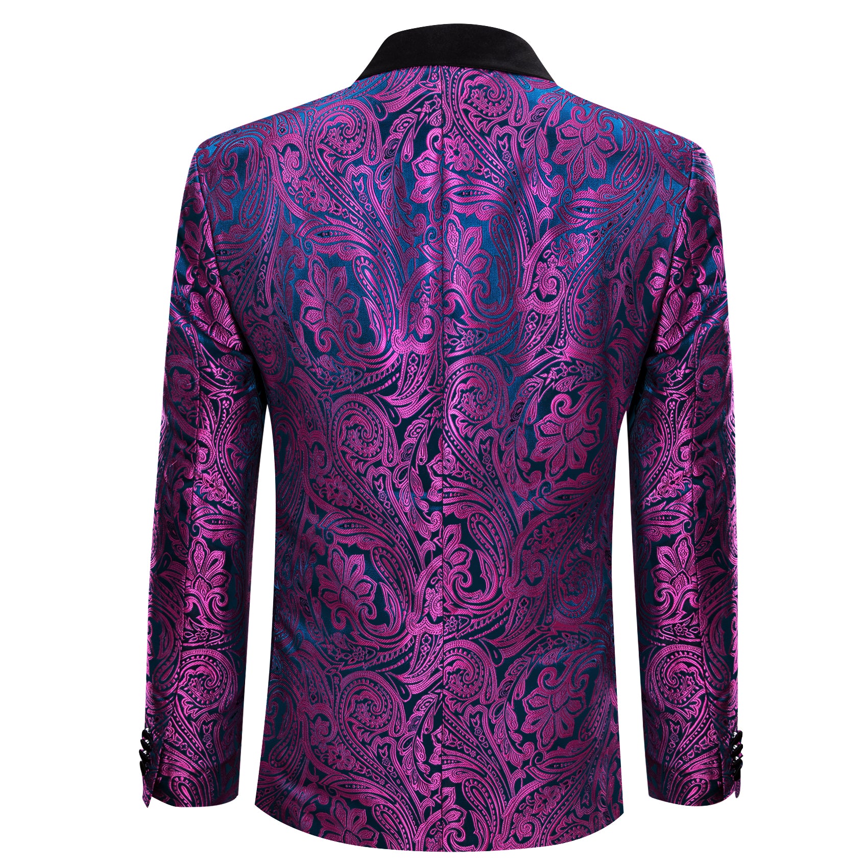 Barry.wang Notched Collar Suit Men's Purple Jacquard Floral Suit Jacket