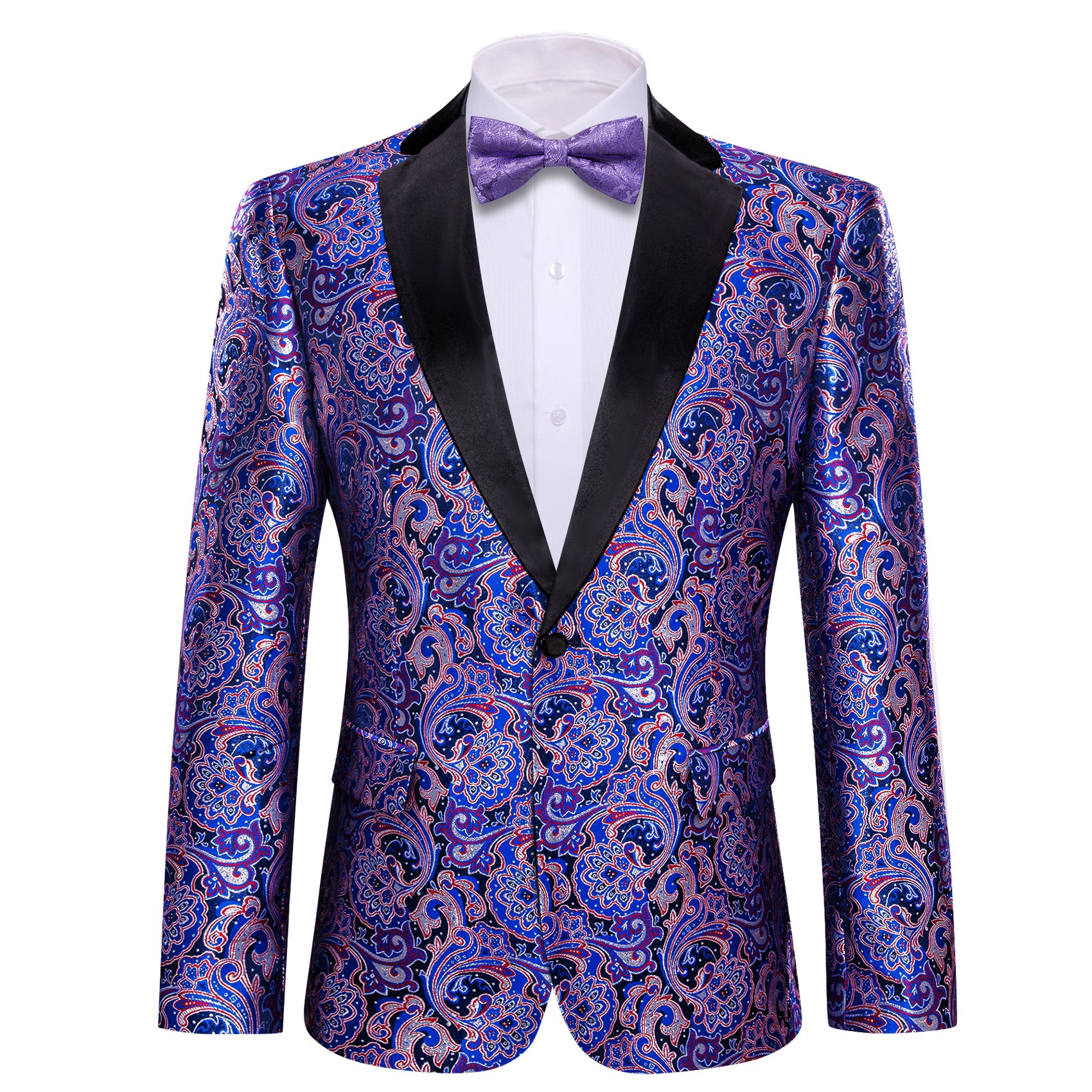 Men's Dress Party Hyacinth Floral Suit Jacket Slim One Button Stylish Blazer