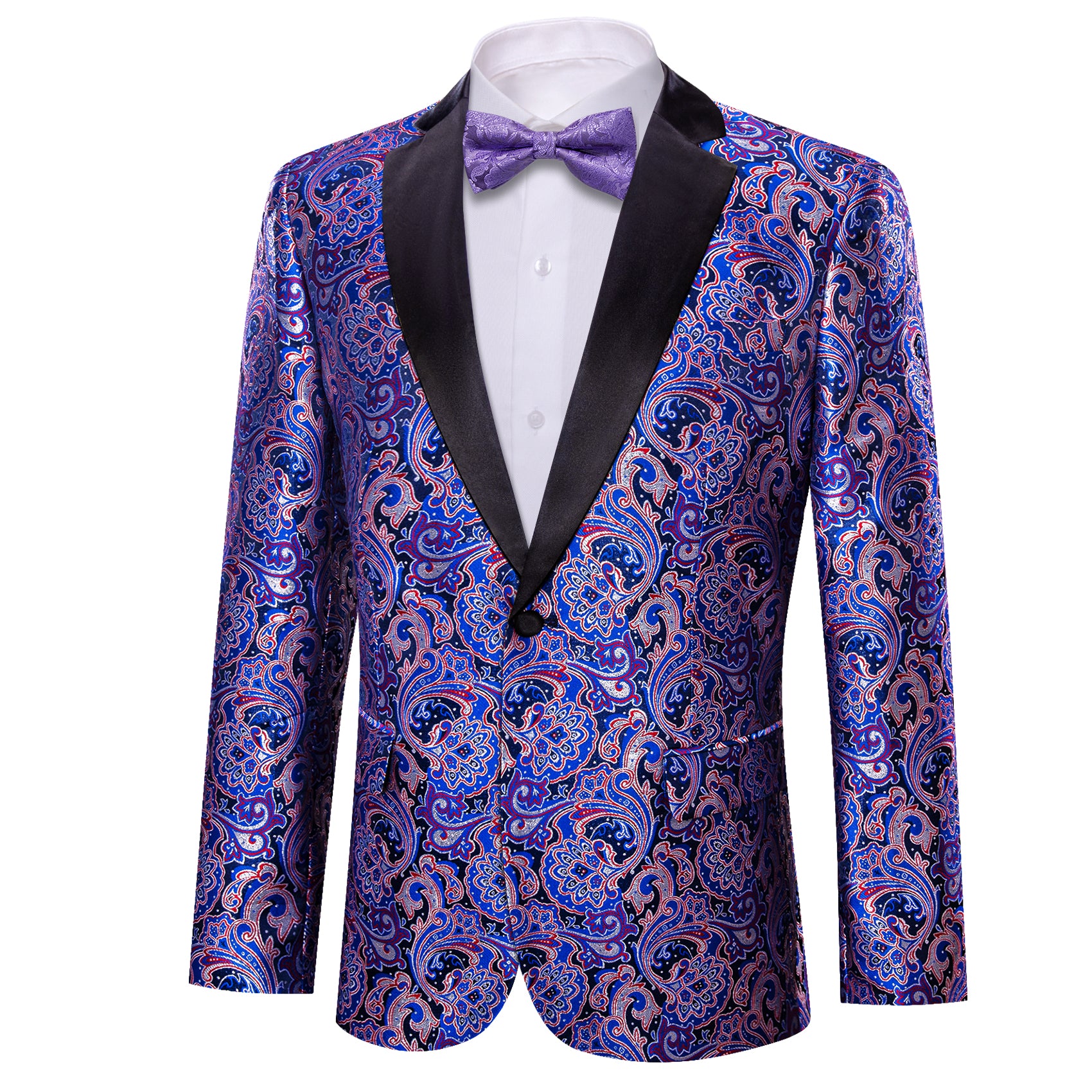 Men's Dress Party Hyacinth Floral Suit Jacket Slim One Button Stylish Blazer
