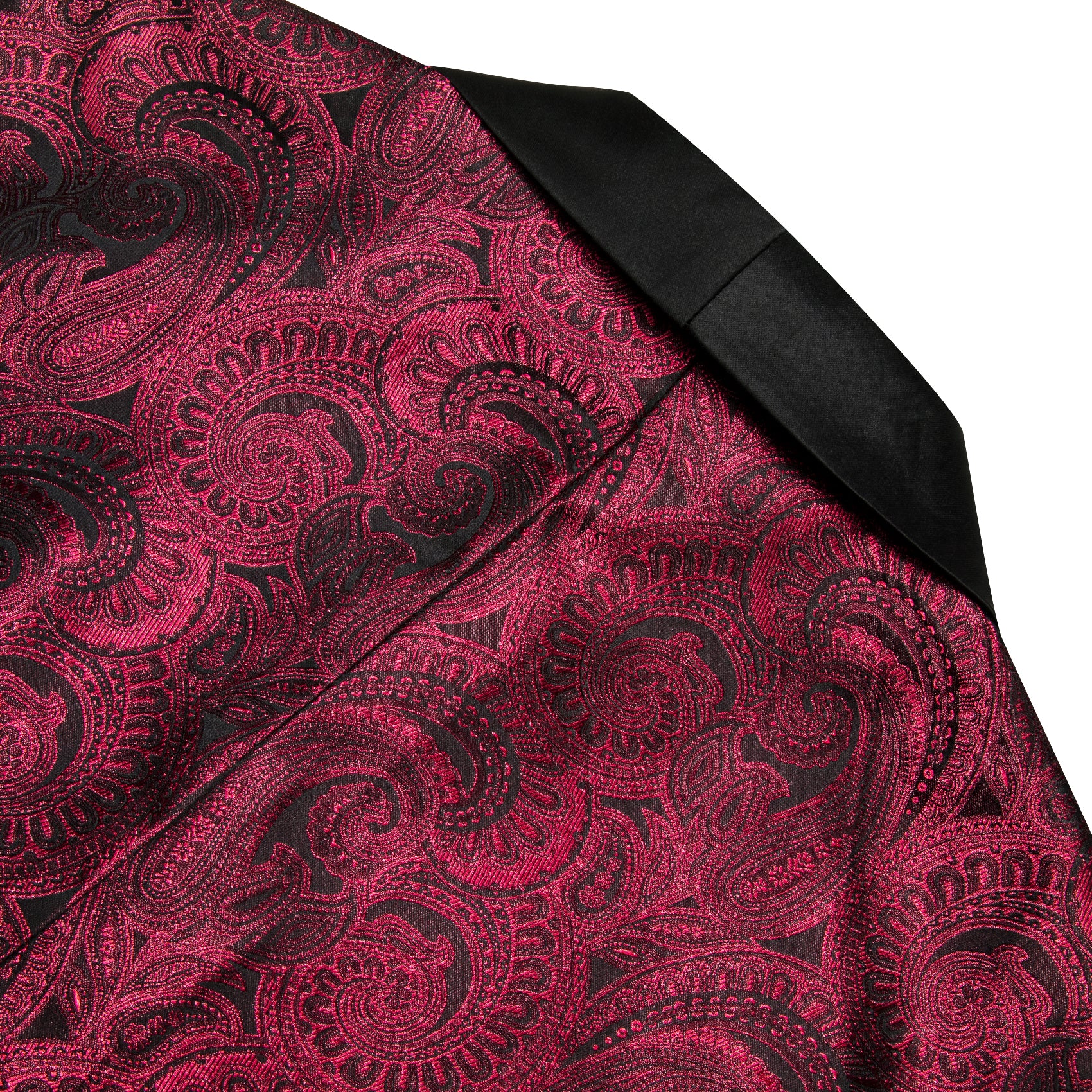 Barry.wang Men's Suit Dark Red Jacquard Silk Floral Shawl Collar Suit