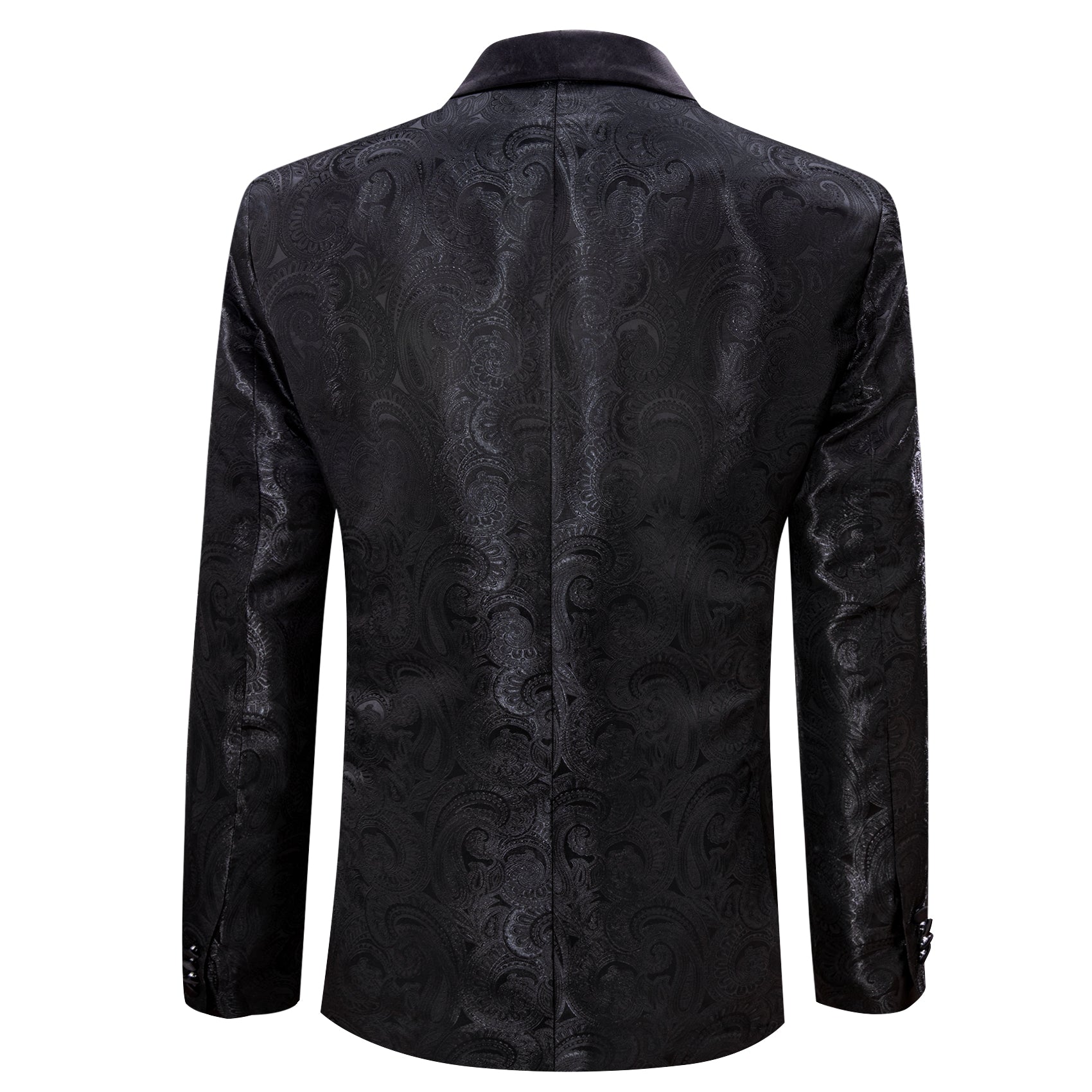 Men's Dress Party Black Floral Suit Jacket Slim One Button Stylish Bla