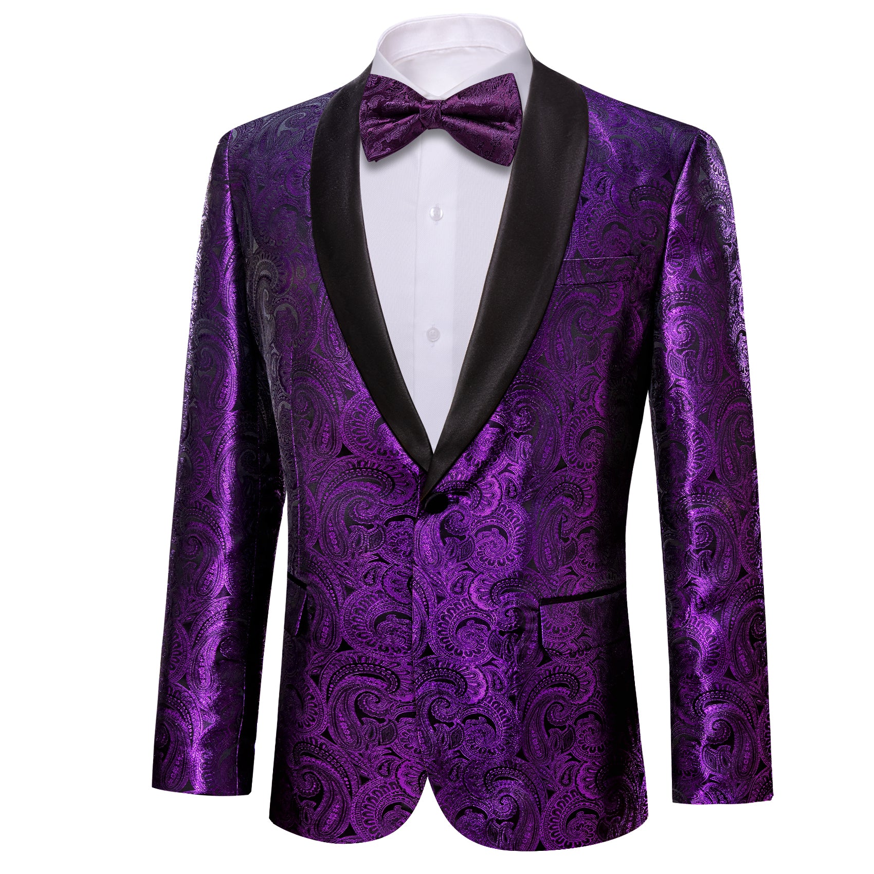 Barry.wang Shawl Collar Suit Men's Purple Floral Suit Jacket