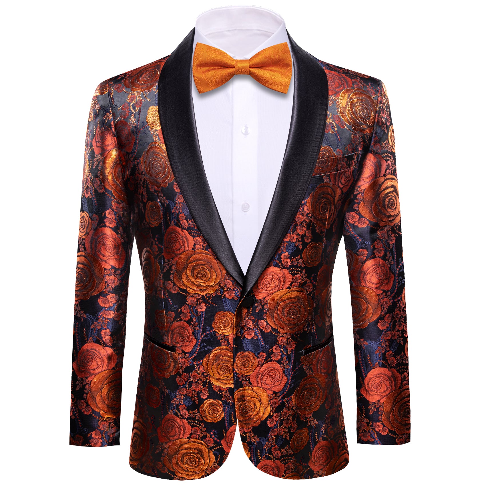orange and blue suit