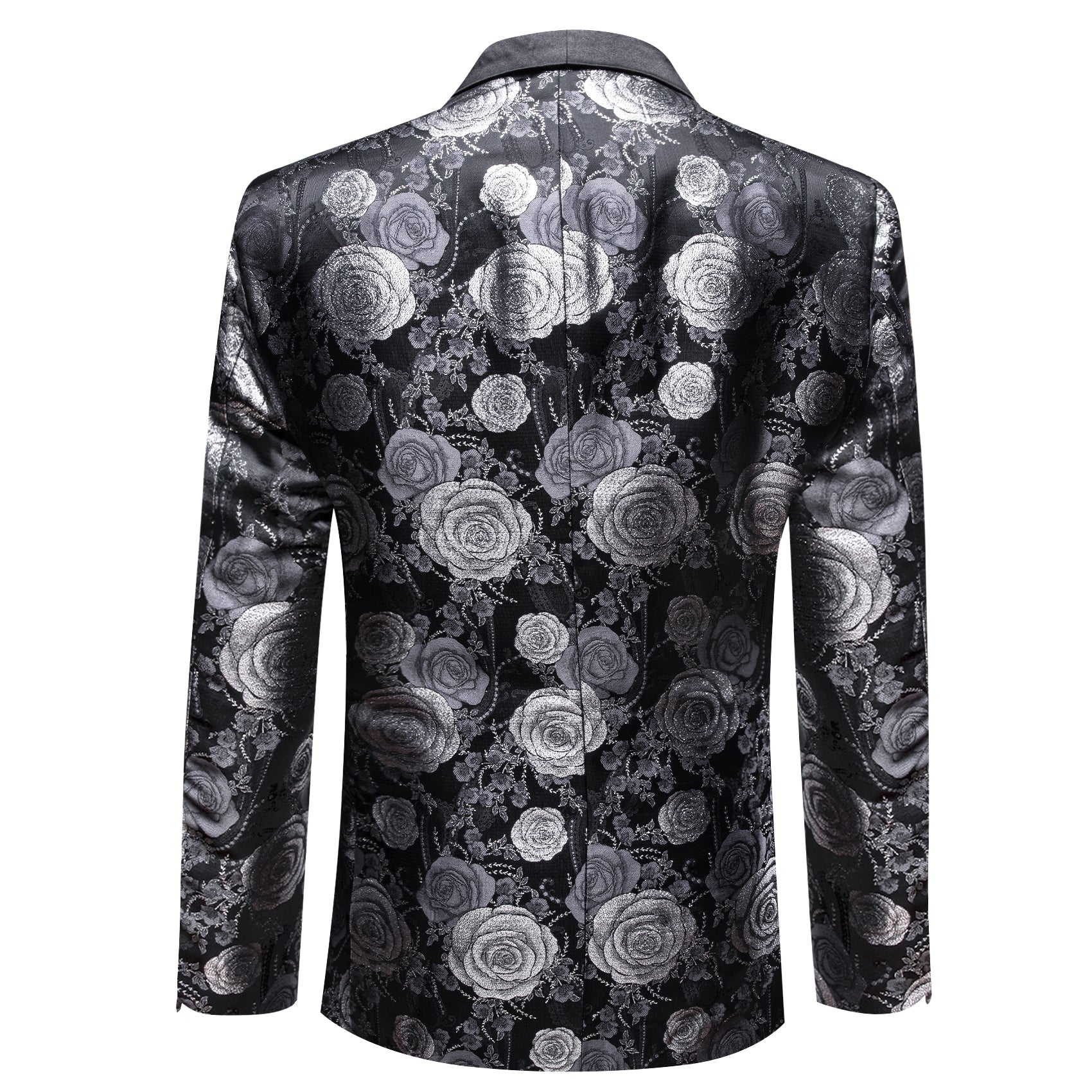 Men's Dress Party Black Grey Flower Suit Jacket Slim One Button Stylish Blazer