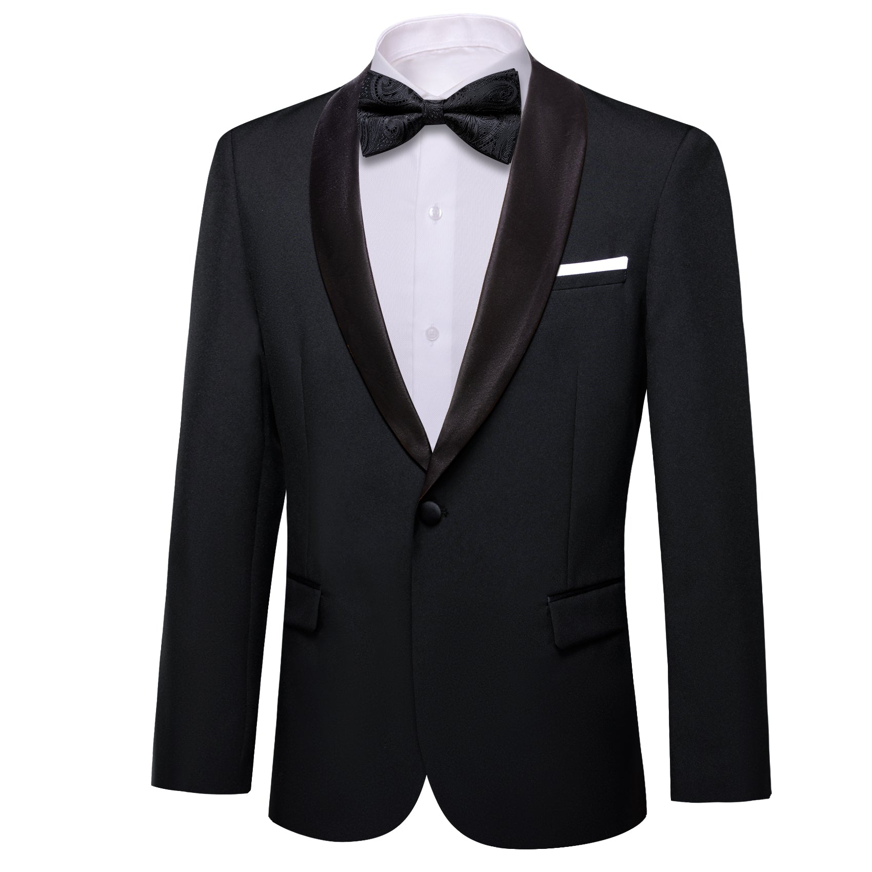 Men's Dress Black Solid Suit Jacket Slim One Button Stylish Blazer