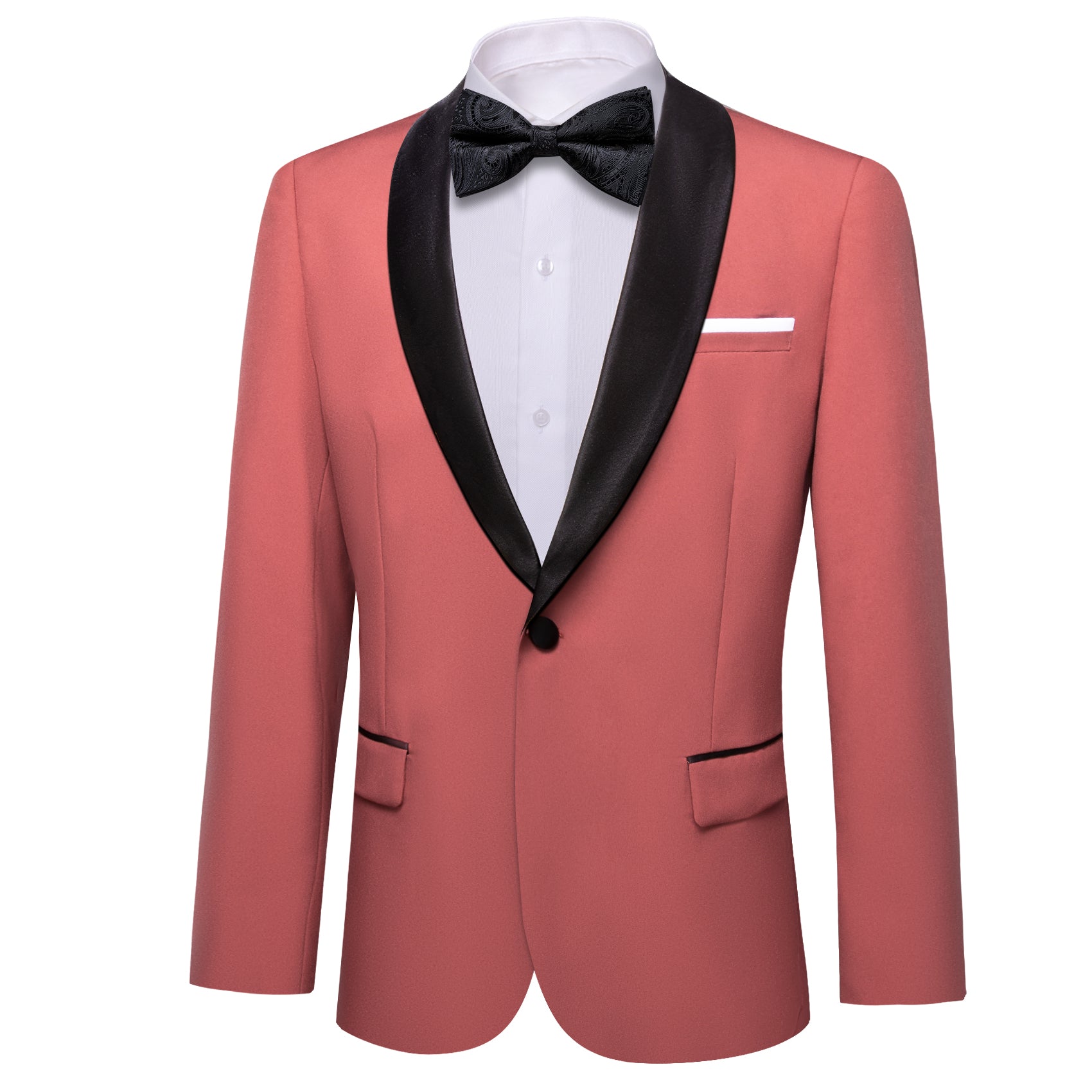 Men's Dress Light Coral Solid Suit Jacket Slim One Button Stylish Blazer