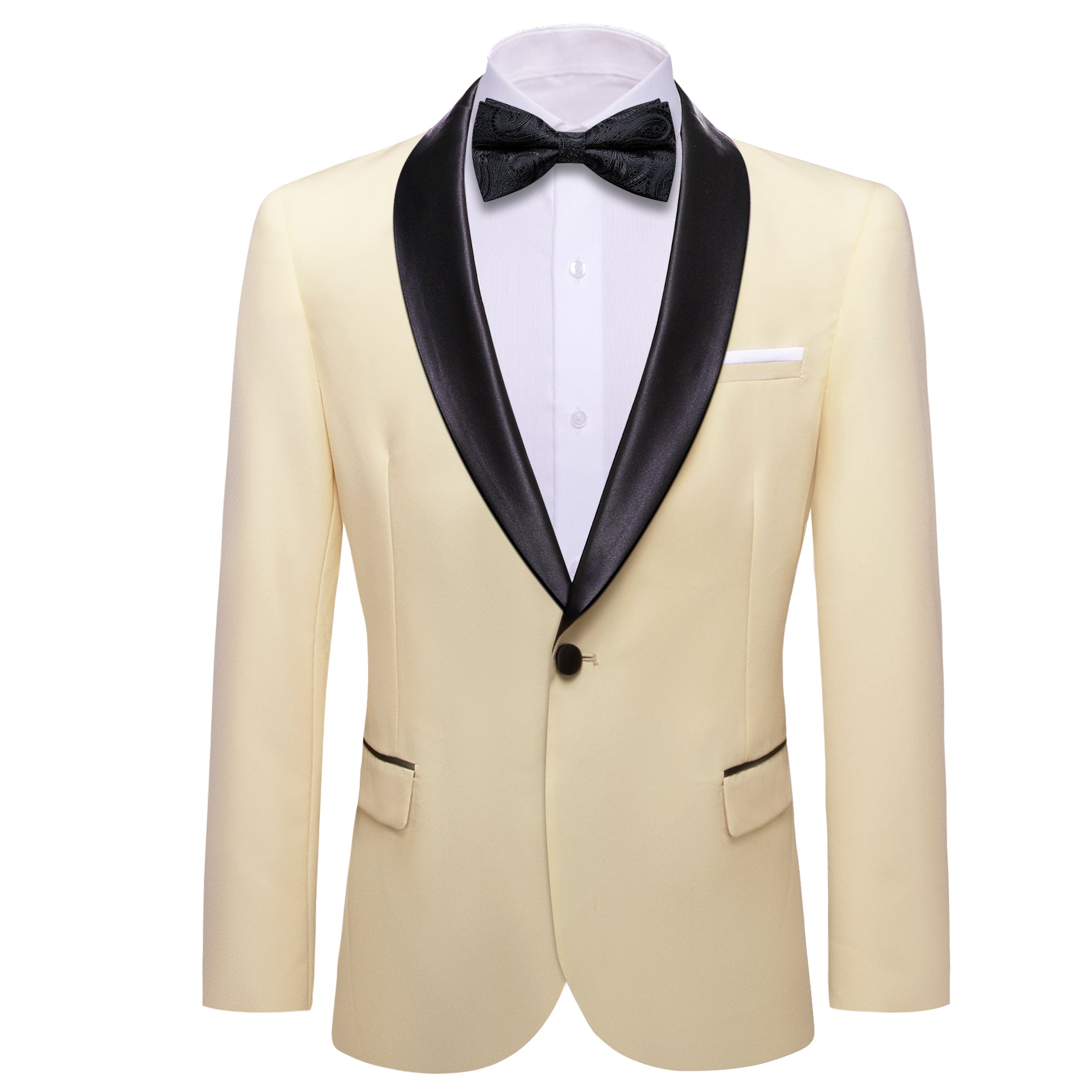 Men's Dress Vanilla Solid Suit Jacket Slim One Button Stylish Blazer