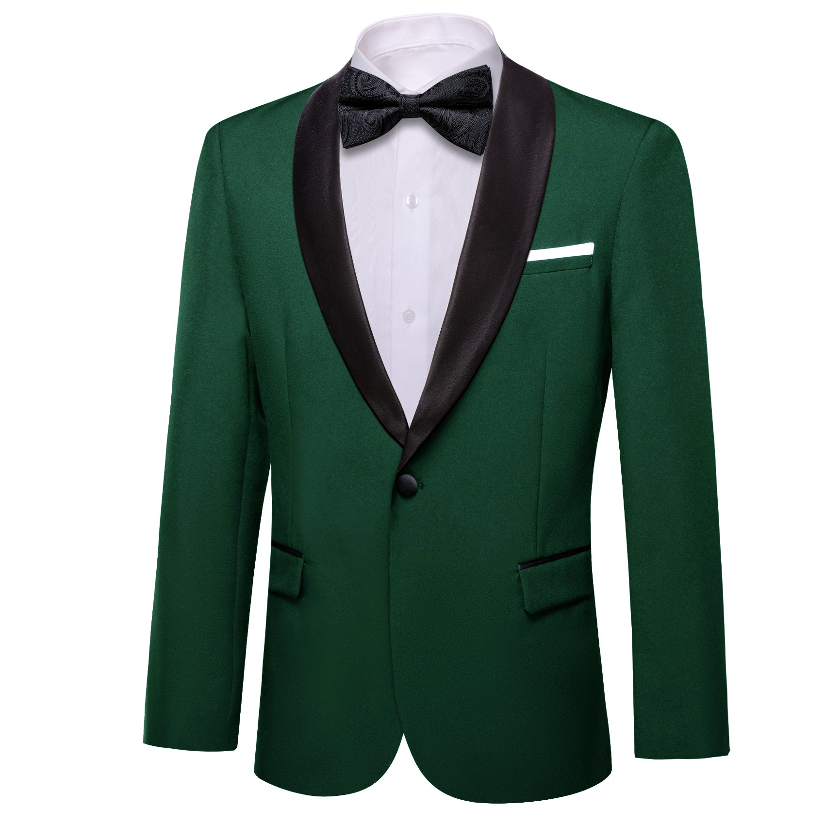 Men's Dress Green Solid Suit Jacket Slim One Button Stylish Blazer