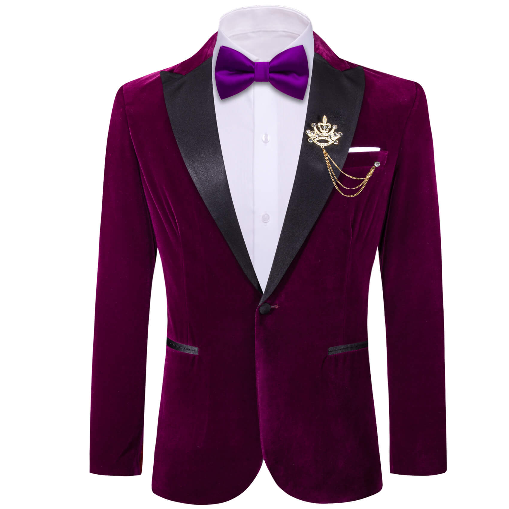 Plum Purple Solid Slim Men's Silk Suit