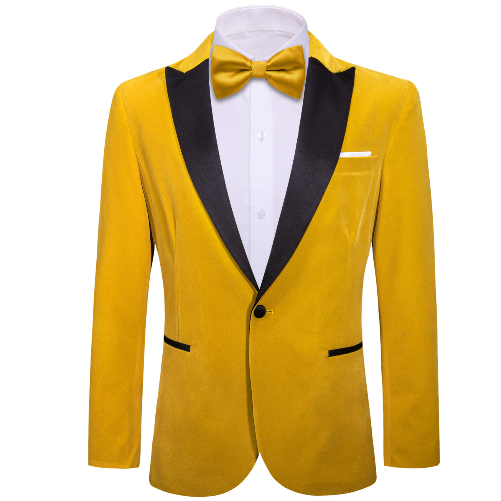 Barry.wang Men's Suit Goldenrod Yellow Solid Silk Peak Collar Suit New