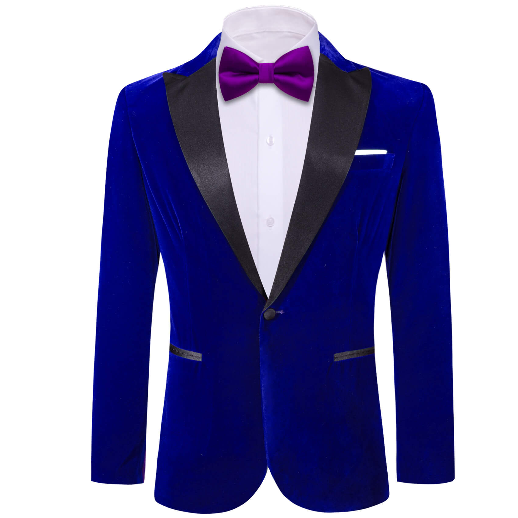 Barry.wang Men's Suit Navy Blue Solid Silk Peak Collar Suit for Party
