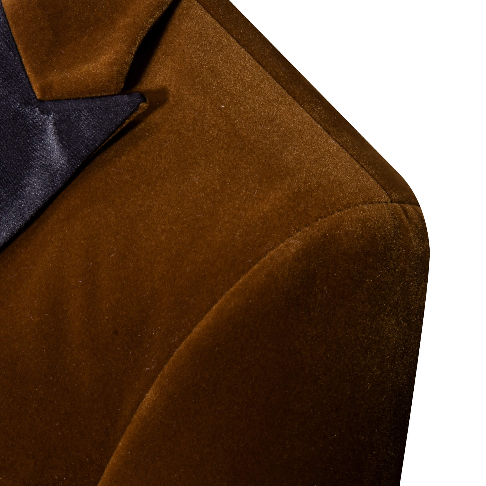 Barry.wang Men's Suit Chocolate Brown Solid Silk Peak Collar Suit Classic