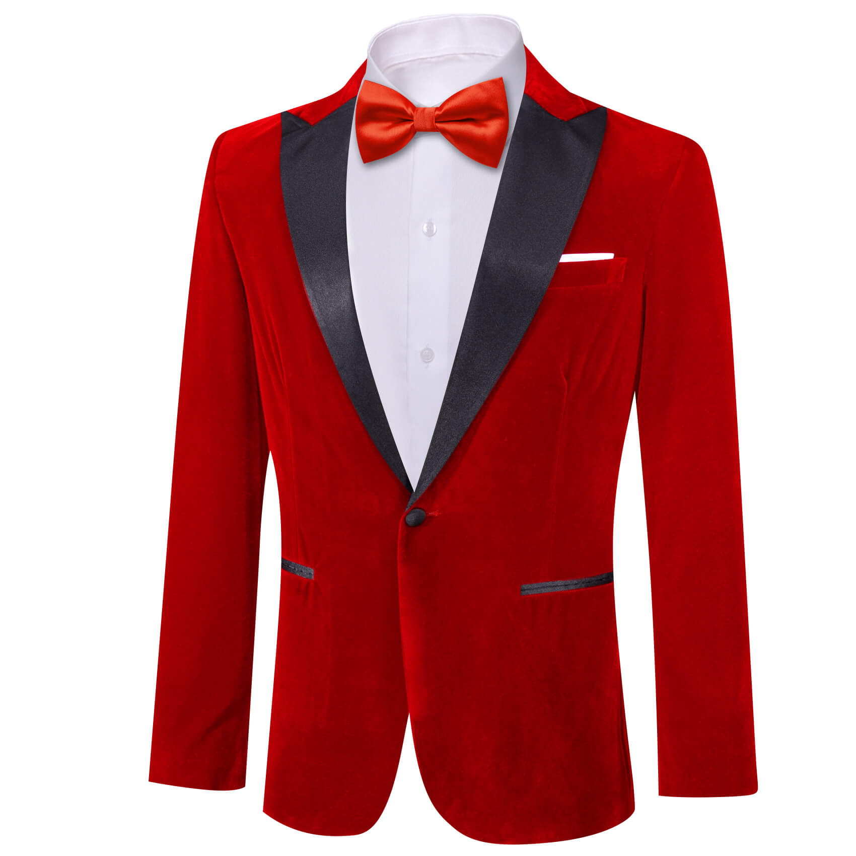 tomato red velvet suit coat
