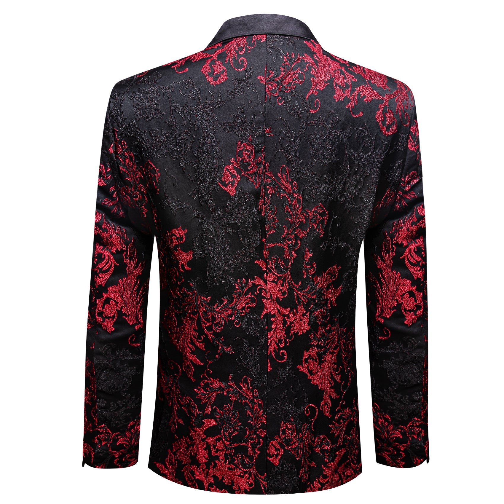 Men's Dress Party Black Red Paisley Suit Jacket Slim One Button Stylish Blazer