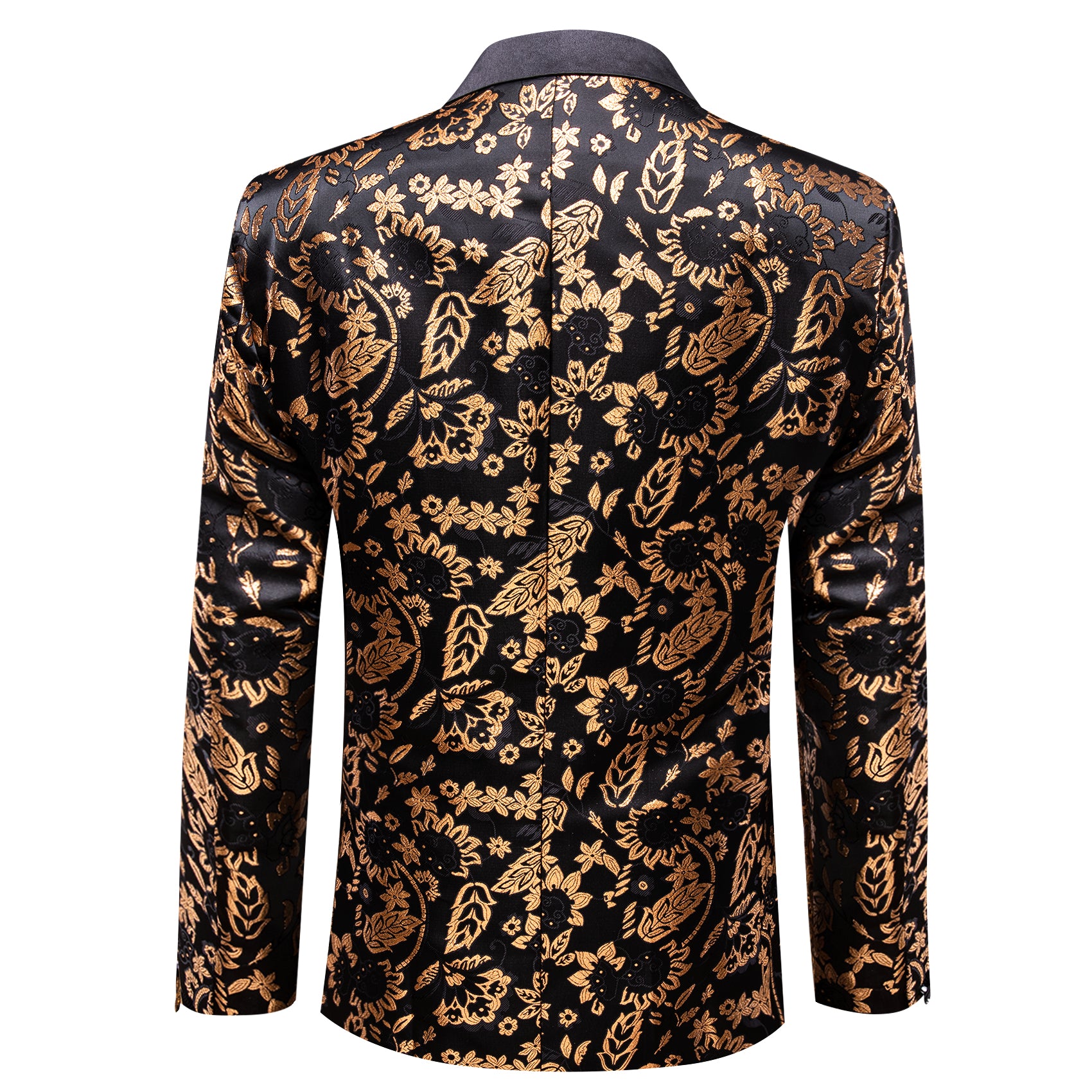 Barry.wang Men's Notched Collar Suit Gold Floral Suit Jacket