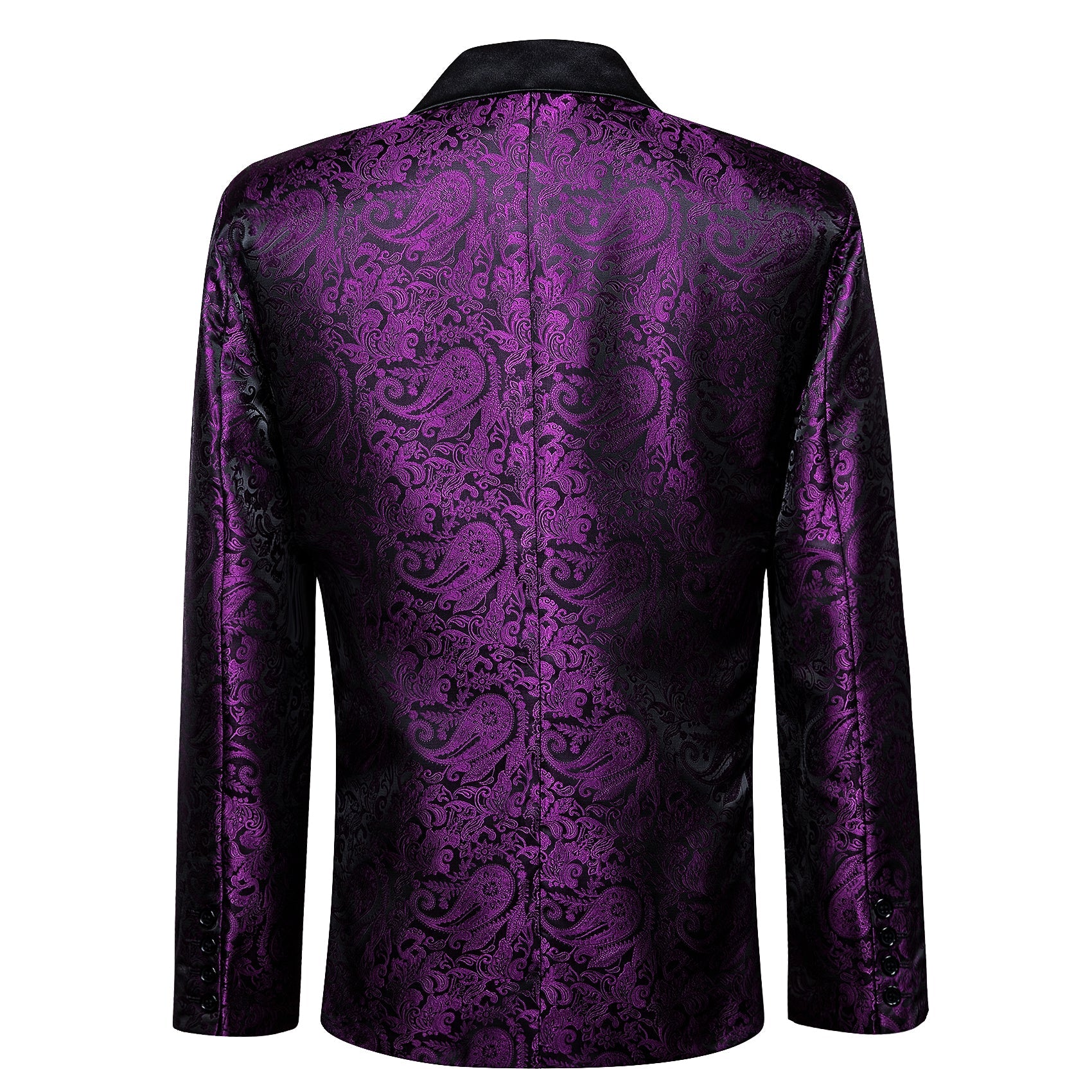 Men's Dress Purple Paisley Suit Jacket Slim One Button Stylish Blazer