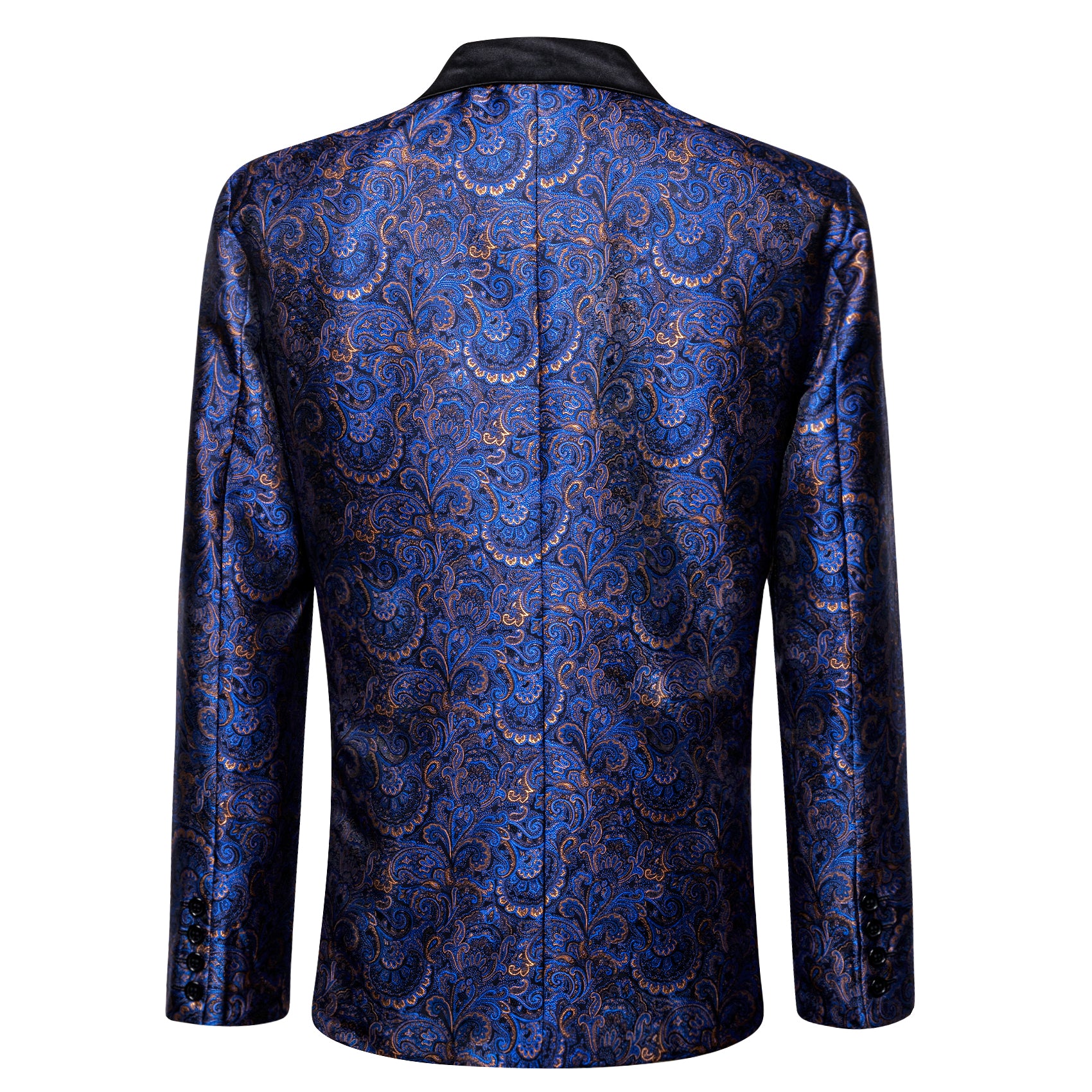 Men's Dress Blue Paisley Suit Jacket Slim One Button Stylish Blazer