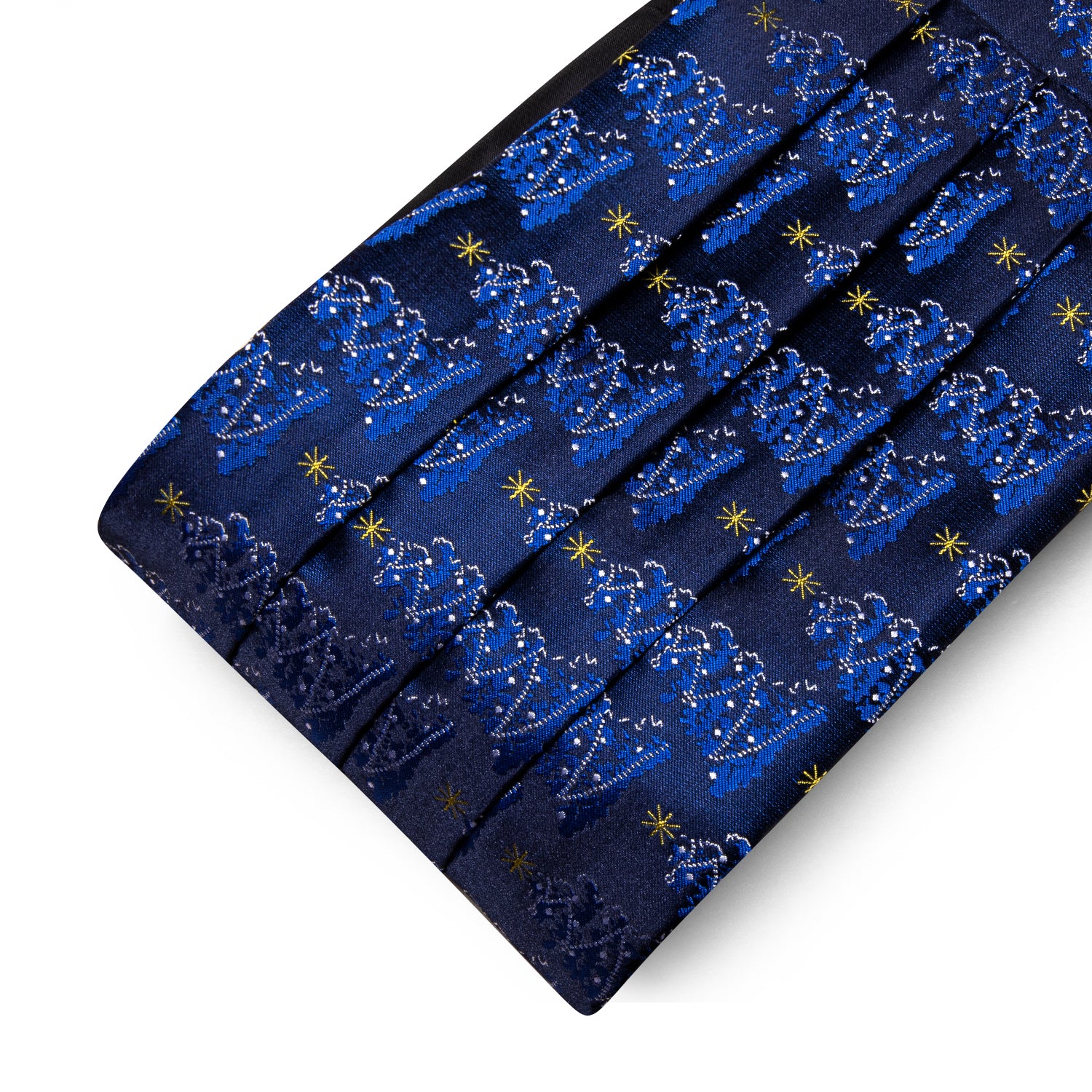 Christmas Blue Xmas Tree Cummerbund Bow tie Handkerchief Cufflinks Set