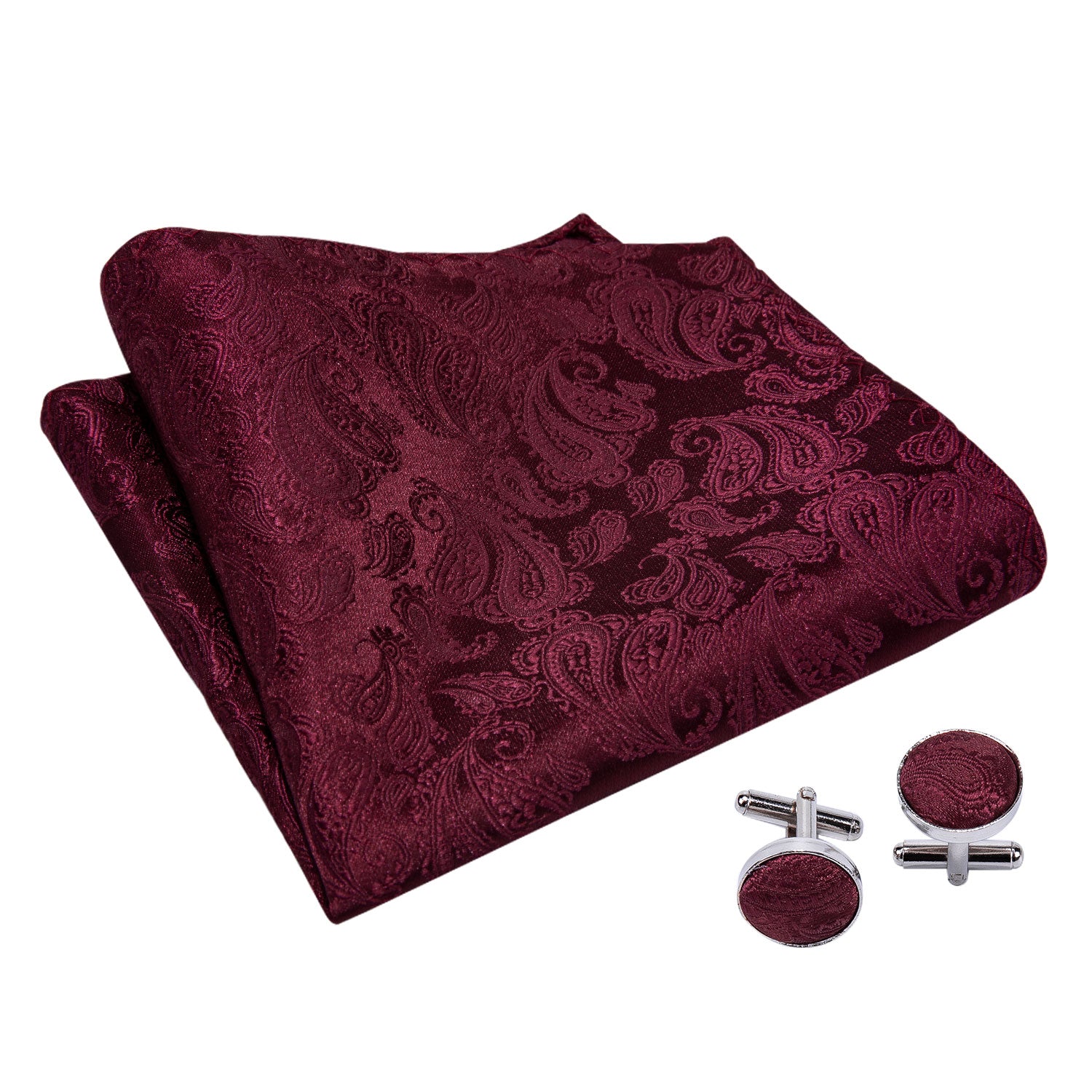 Deep Red Paisley Ascot Handkerchief Cufflinks - barry-wang