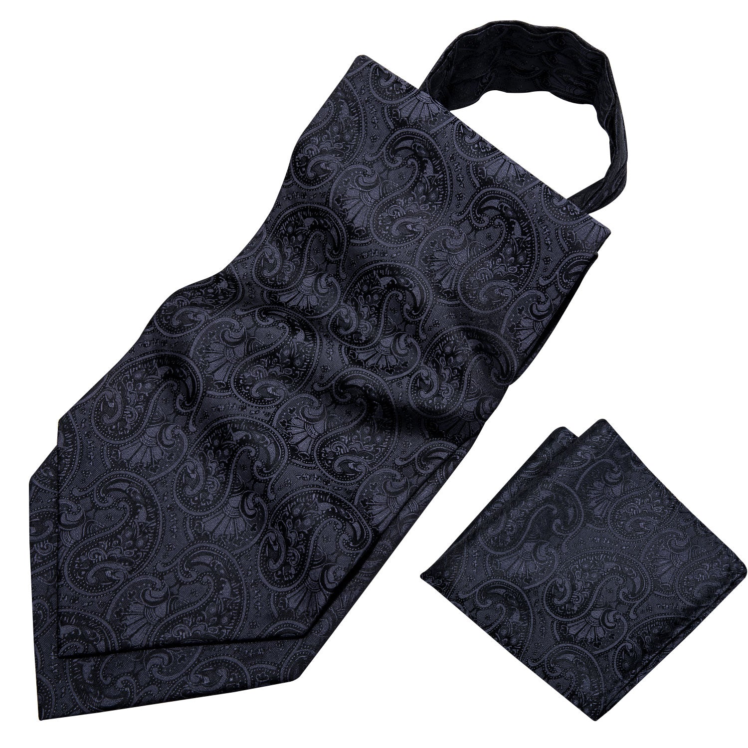 Black Floral Ascot Handkerchief Cufflinks - barry-wang