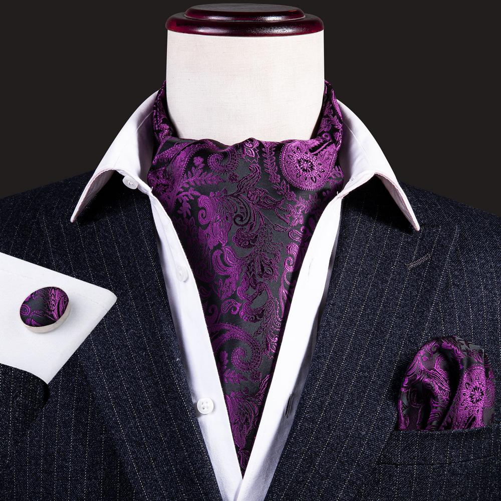 Purple Floral Ascot Handkerchief Cufflinks