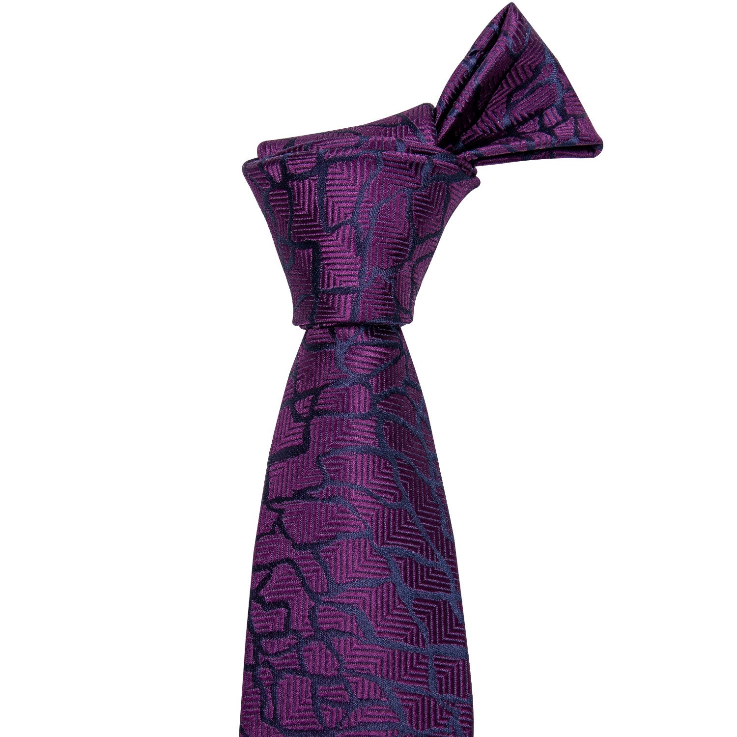 Purple Black Plaid Tie Pocket Square Cufflinks Set