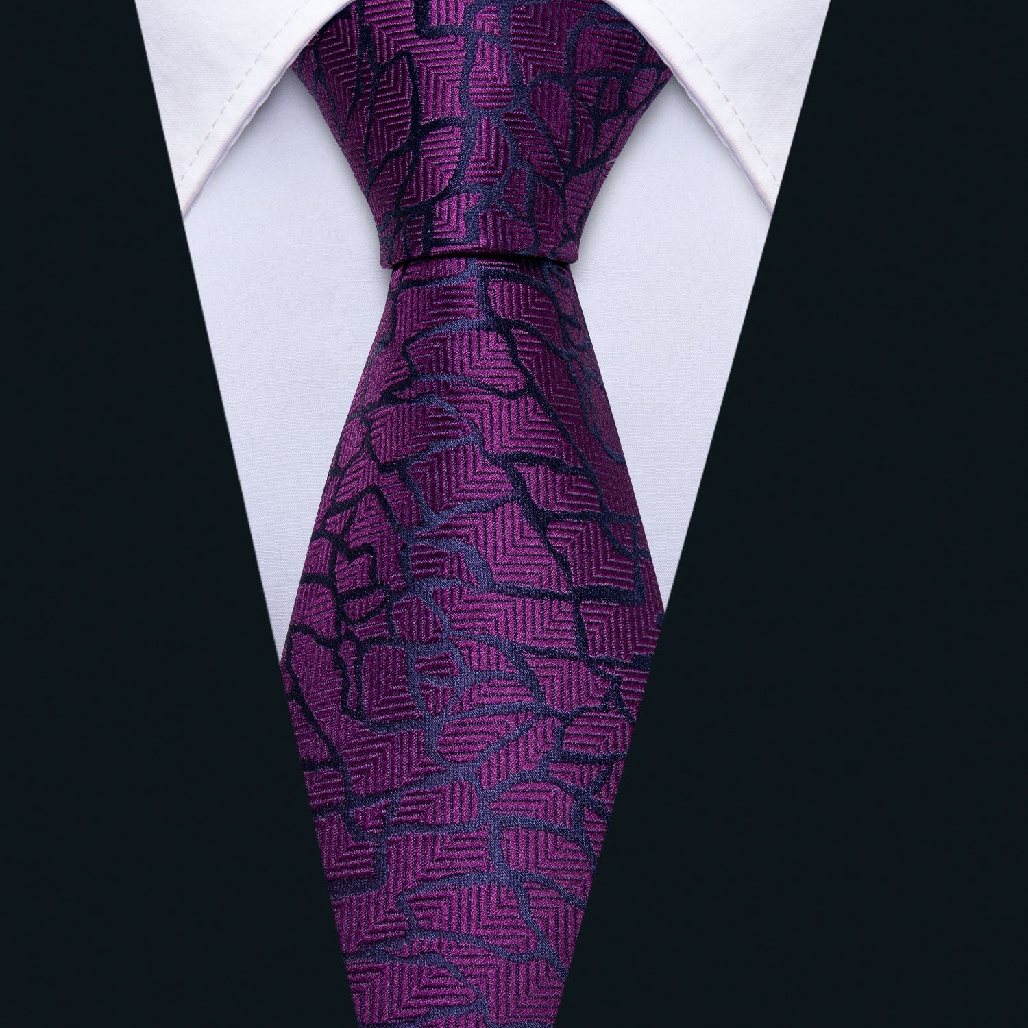 Purple Black Plaid Tie Pocket Square Cufflinks Set