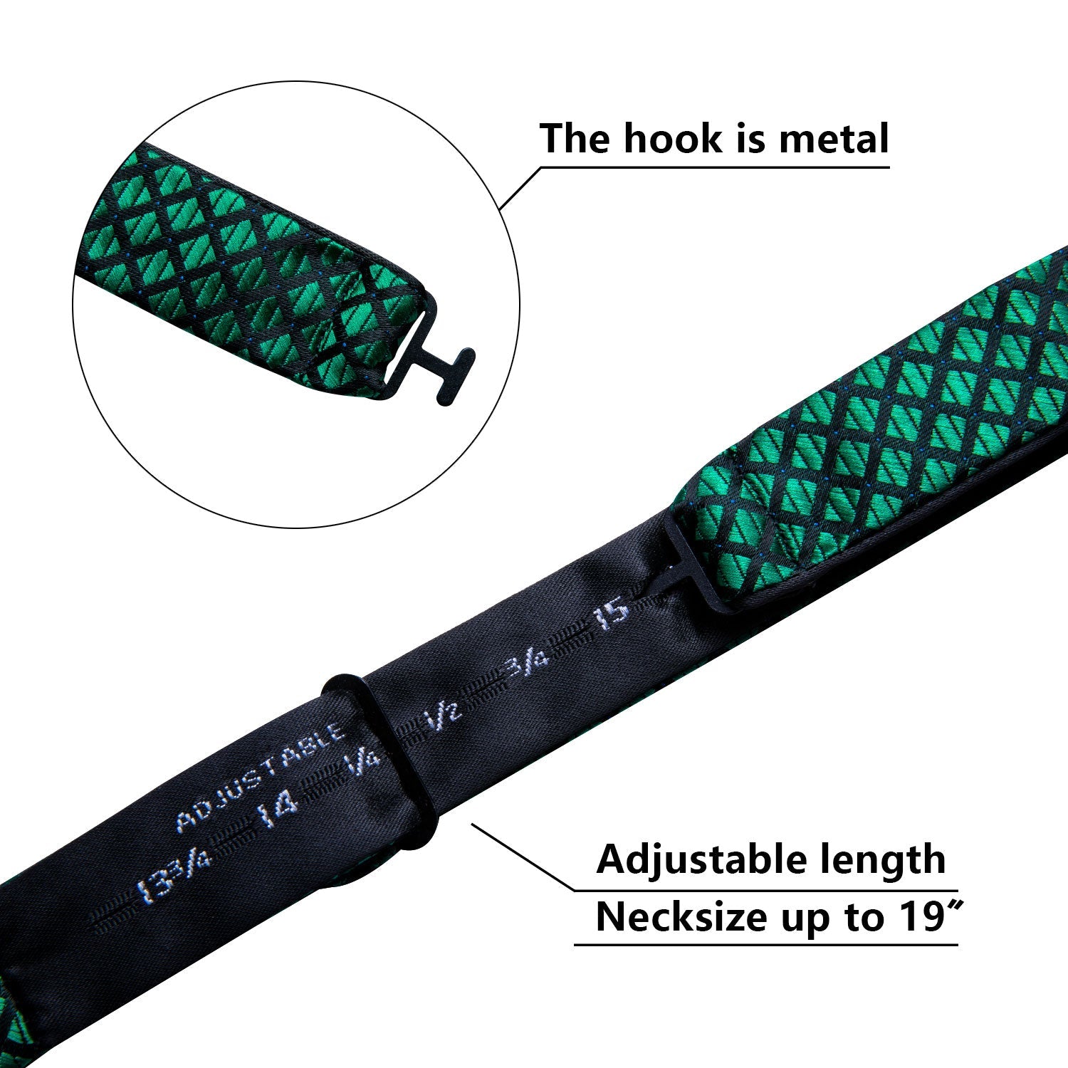 Green Plaid Silk Self-tied Bow Tie Hanky Cufflinks Set