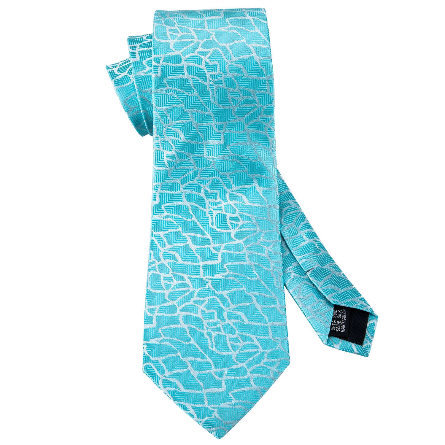 Blue Tie with Silver Jacquard Pattern 