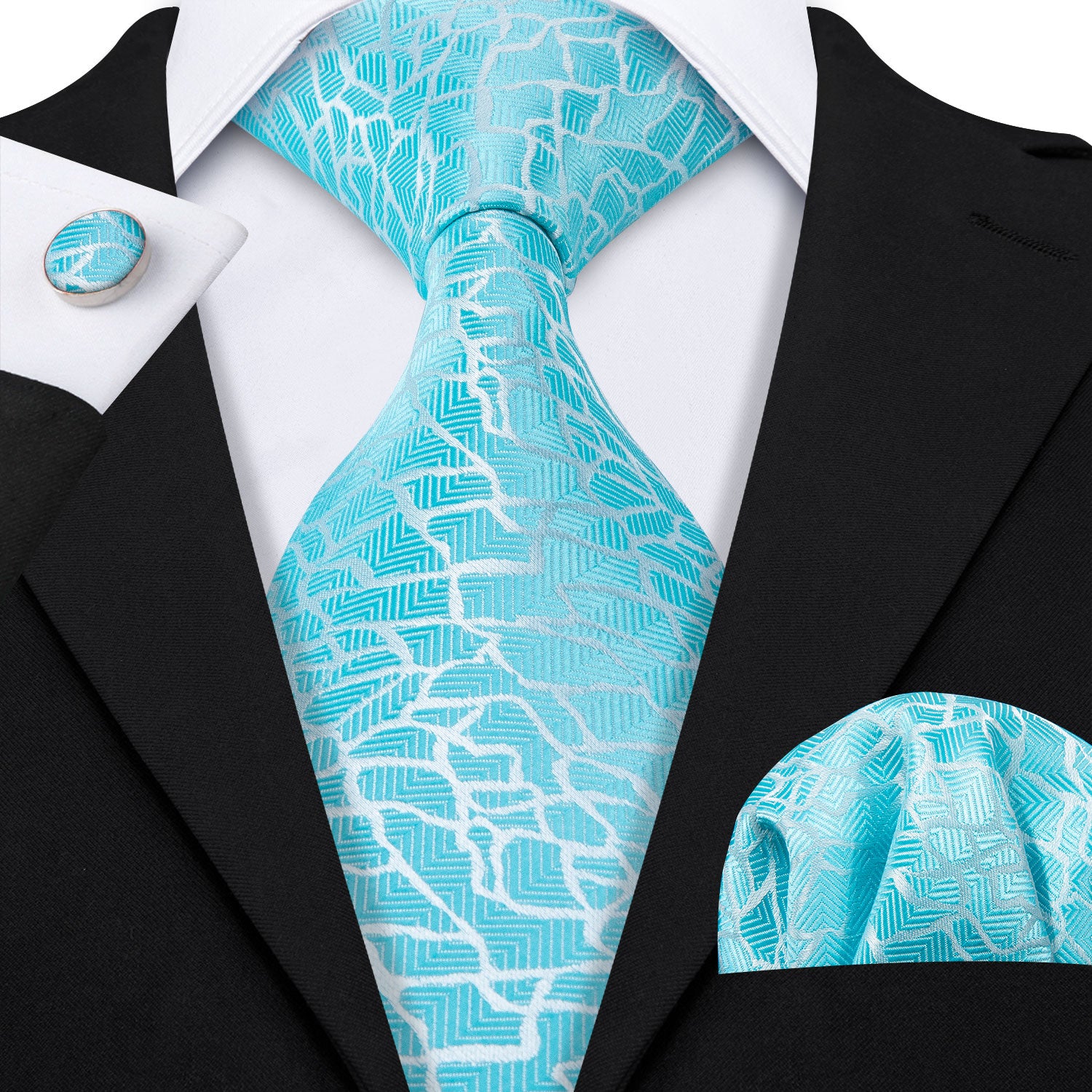 Black Suit mens blue tie silver pattern men's Necktie 