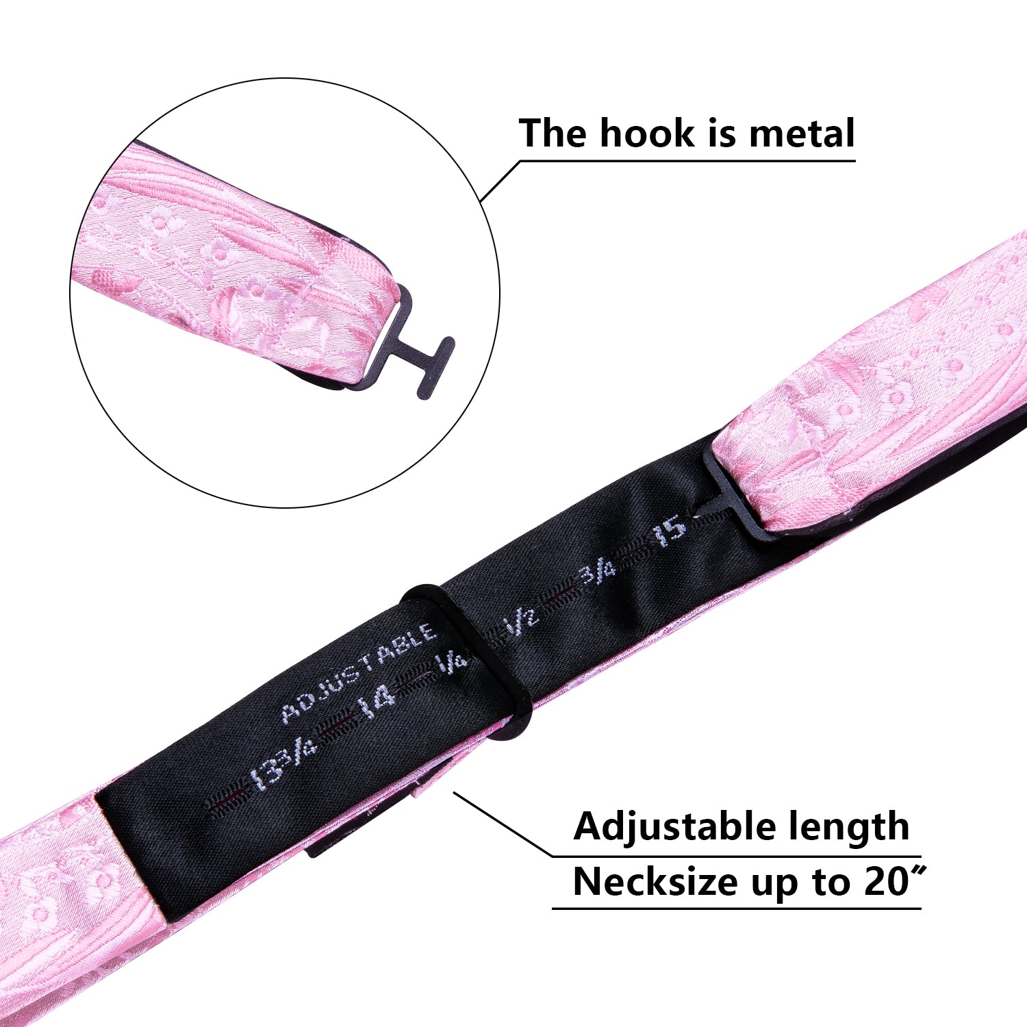 Pink Floral Self Tie Bow Tie Hanky Cufflinks Set