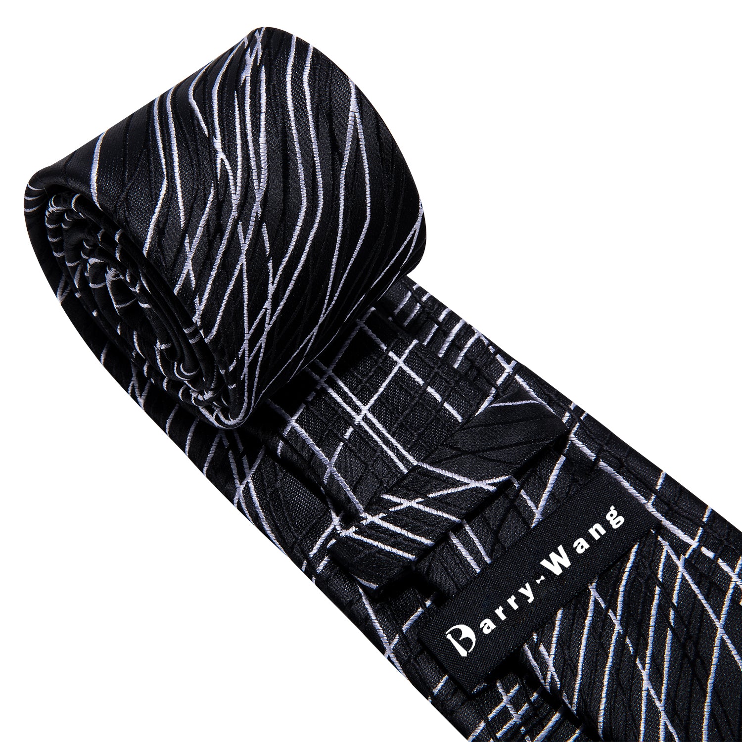 Black White Novelty Silk Tie Hanky Cufflinks Set