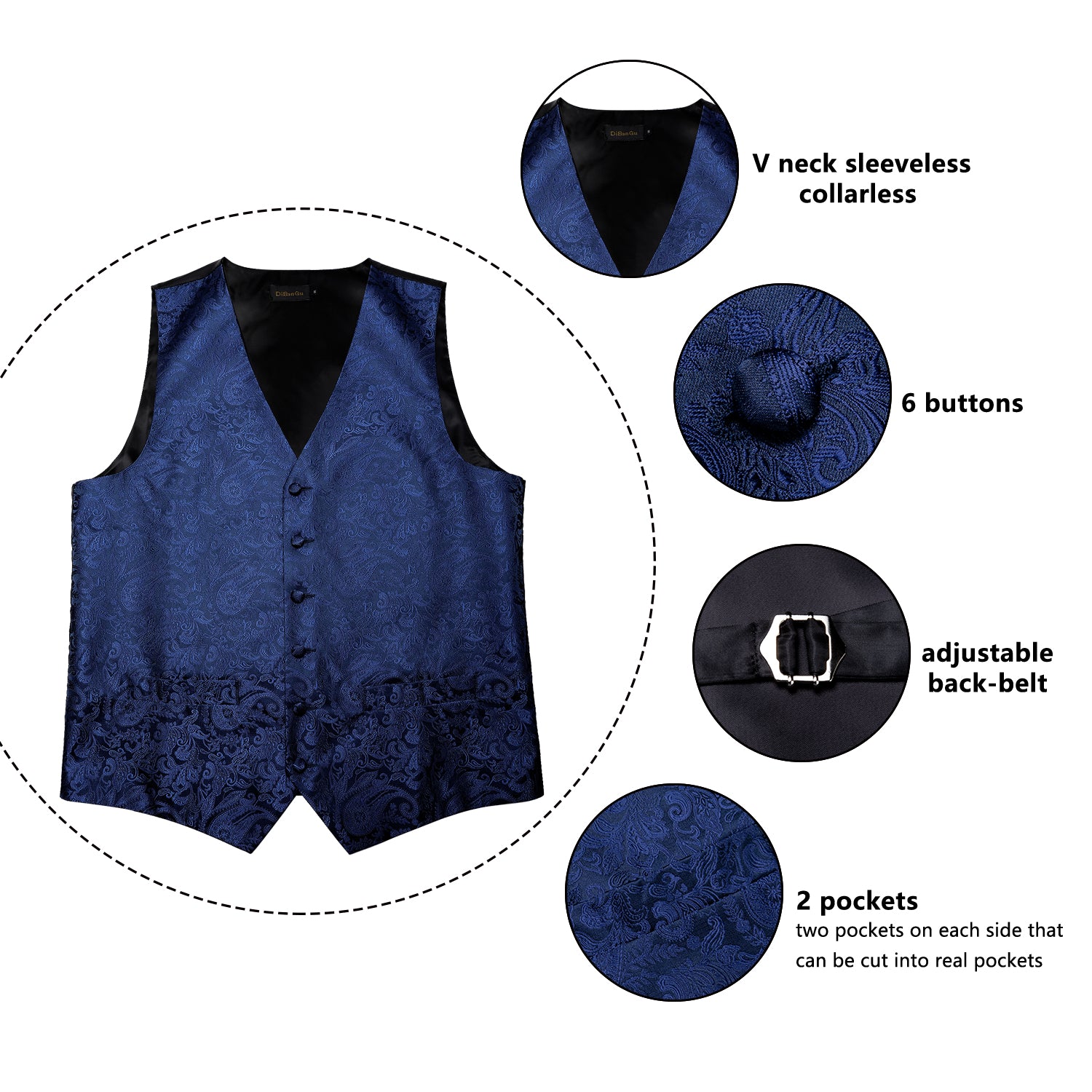 navy blue vest suit