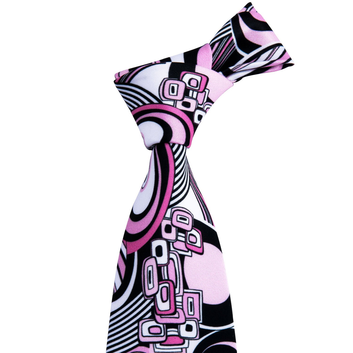 Black Pink Novelty Silk Tie Hanky Cufflinks Set